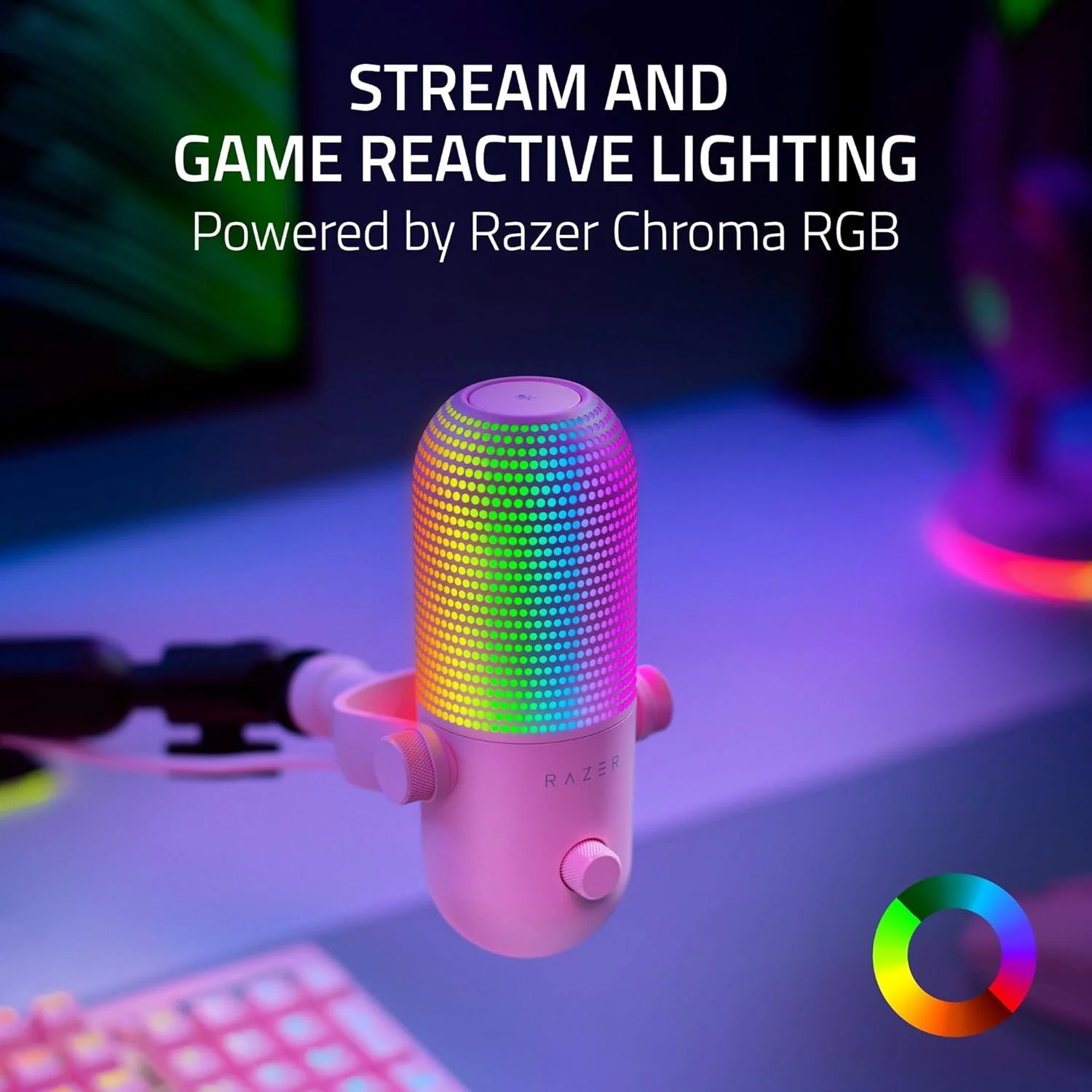 میکروفون USB ریزر Seiren V3 Chroma - RGB با قابلیت قطع صدا با لمس - نسخه کوارتز میکروفون USB ریزر Seiren V3 Chroma - RGB با قابلیت قطع صدا با لمس - نسخه کوارتز