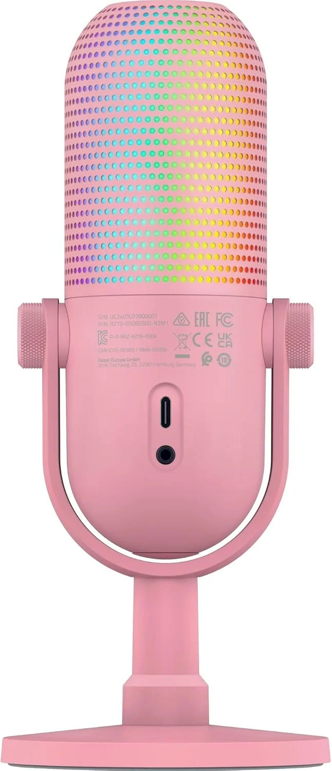 میکروفون USB ریزر Seiren V3 Chroma - RGB با قابلیت قطع صدا با لمس - نسخه کوارتز میکروفون USB ریزر Seiren V3 Chroma - RGB با قابلیت قطع صدا با لمس - نسخه کوارتز