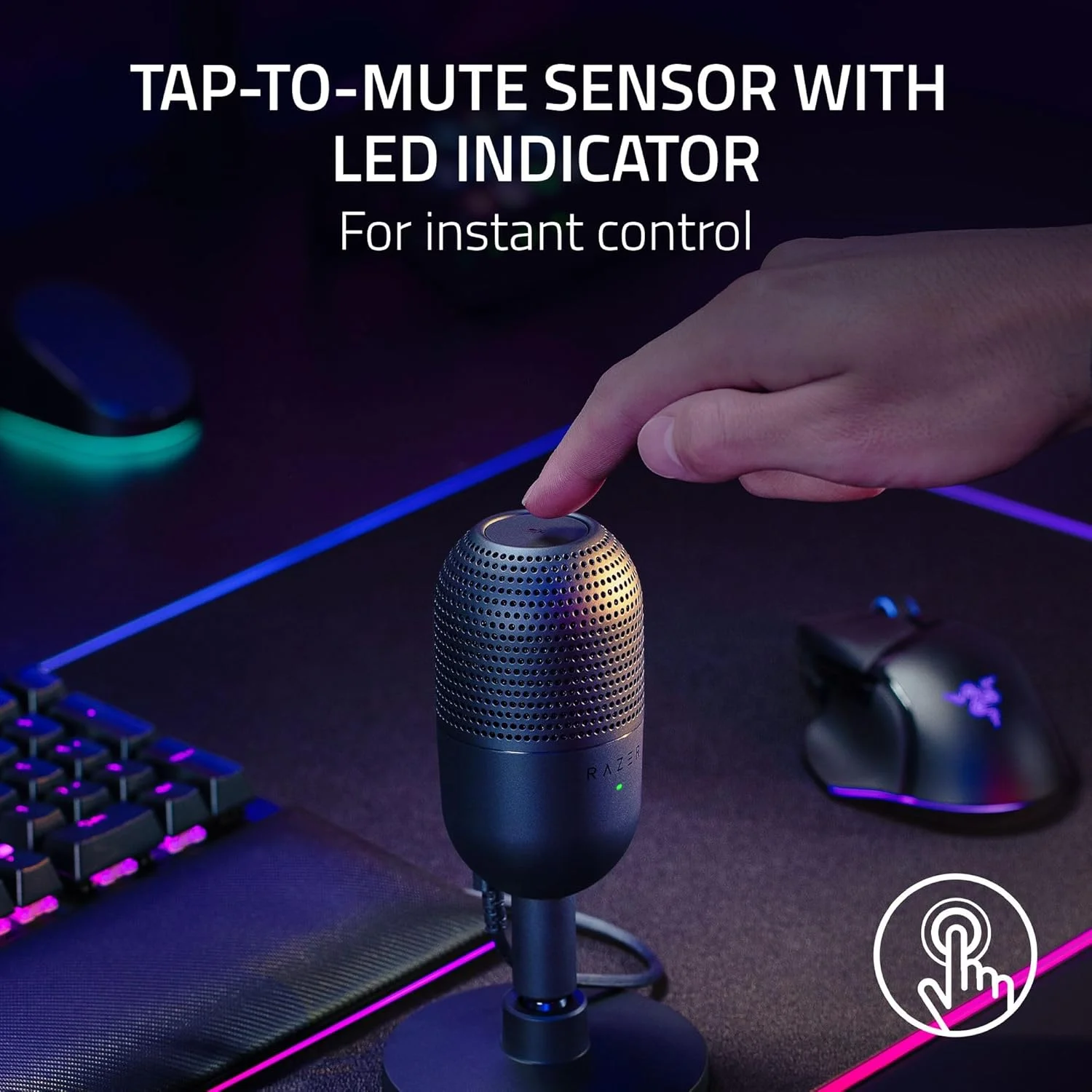 میکروفون USB ریزر Seiren V3 Mini: میکروفون کندانسور - الگوی برداشت Supercardioid - حسگر بیصدا کردن با یک ضربه به همراه نشانگر LED - ضربهگیر - فوقالعاده جمع و جور - PC، Discord، OBS Studio، XSplit - مشکی میکروفون USB ریزر Seiren V3 Mini: میکروفون کندانسور - الگوی برداشت Supercardioid - حسگر بیصدا کردن با یک ضربه به همراه نشانگر LED - ضربهگیر - فوقالعاده جمع و جور - PC، Discord، OBS Studio، XSplit - مشکی