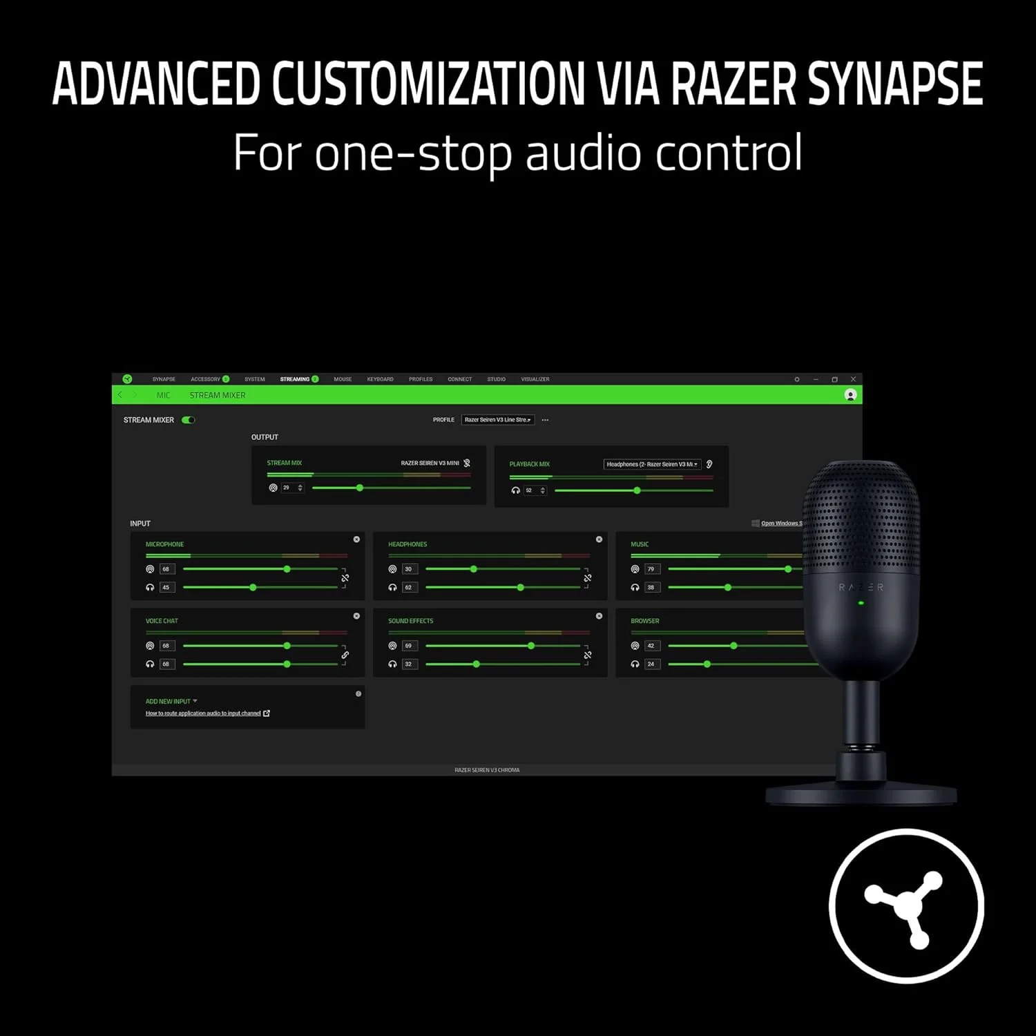 میکروفون USB ریزر Seiren V3 Mini: میکروفون کندانسور - الگوی برداشت Supercardioid - حسگر بیصدا کردن با یک ضربه به همراه نشانگر LED - ضربهگیر - فوقالعاده جمع و جور - PC، Discord، OBS Studio، XSplit - مشکی میکروفون USB ریزر Seiren V3 Mini: میکروفون کندانسور - الگوی برداشت Supercardioid - حسگر بیصدا کردن با یک ضربه به همراه نشانگر LED - ضربهگیر - فوقالعاده جمع و جور - PC، Discord، OBS Studio، XSplit - مشکی