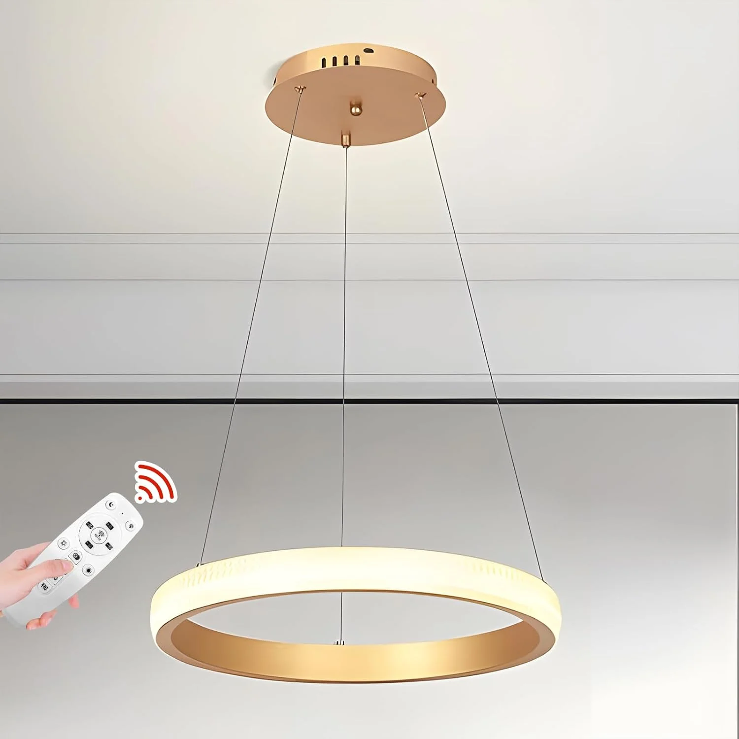 لوسترهای ال ای دی مدرن YT YATAI LIGHTING، حلقه های ال ای دی، چراغ های آویز حلقه های کریستالی لوکس، چراغ سقفی معاصر، نورپردازی آویز مناسب اتاق ناهارخوری، اتاق نشیمن، سرسرا، 15.7 اینچ، طلایی