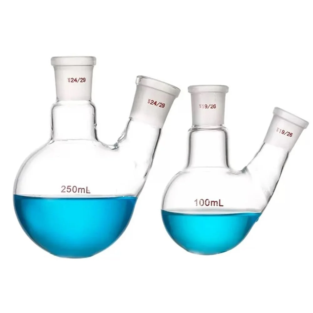 ظروف شیشه ای آزمایشگاهی سایز کوچک 5 میلی لیتر تا 250 میلی لیتر کج دو دهانه/دوبل گردن گرد ته آزمایشگاهی فلاسک شیشه ای (50 میلی لیتر 24x24) ظروف شیشه ای آزمایشگاهی سایز کوچک 5 میلی لیتر تا 250 میلی لیتر کج دو دهانه/دوبل گردن گرد ته آزمایشگاهی فلاسک شیشه ای (50 میلی لیتر 24x24)