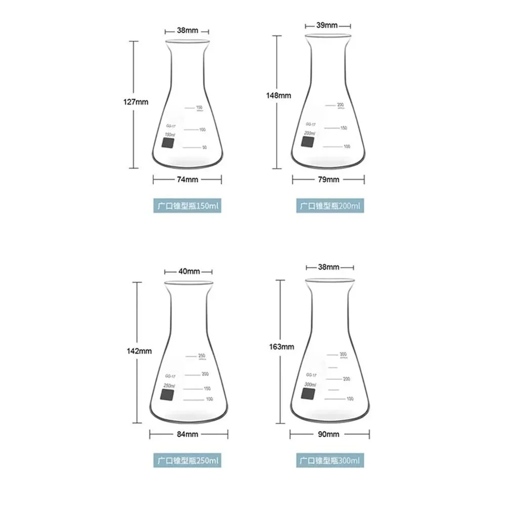ظروف شیشه ای آزمایشگاهی 1 عدد ارلن مایر شیشه ای آزمایشگاهی 50 میلی لیتر تا 2000 میلی لیتر، بطری مخروطی دهانه گشاد برای آزمایشگاه (50 میلی لیتر) ظروف شیشه ای آزمایشگاهی 1 عدد ارلن مایر شیشه ای آزمایشگاهی 50 میلی لیتر تا 2000 میلی لیتر، بطری مخروطی دهانه گشاد برای آزمایشگاه (50 میلی لیتر)