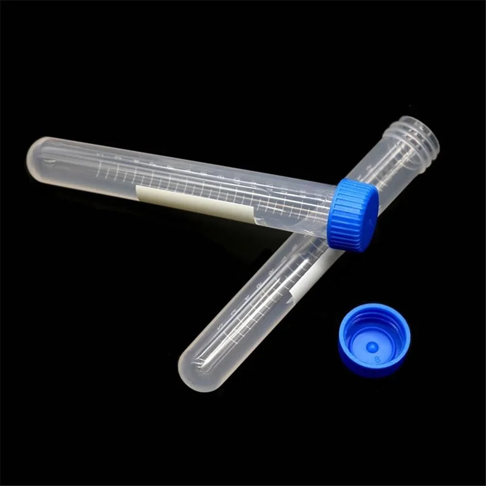 لوله آزمایشگاهی شیشه ای با درب آبی و ته گرد، 10 عددی، ظرف سانتریفیوژ پلاستیکی مدرج 15 میلی لیتر لوله آزمایشگاهی شیشه ای با درب آبی و ته گرد، 10 عددی، ظرف سانتریفیوژ پلاستیکی مدرج 15 میلی لیتر