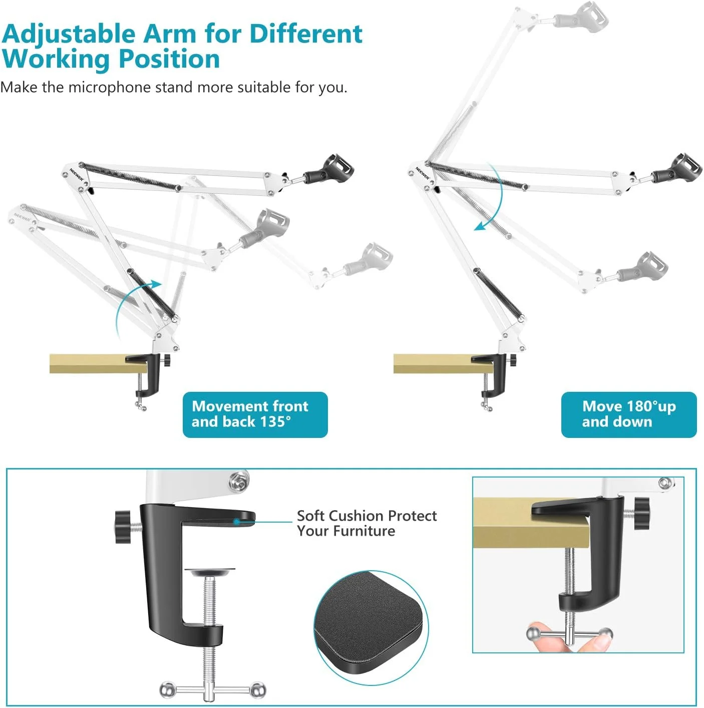 پایه بازویی میکروفون استودیویی NEEWER، با قابلیت افزایش طول تا 80 سانتی متر (31.5 اینچ) مدل 40062317 پایه بازویی میکروفون استودیویی NEEWER، با قابلیت افزایش طول تا 80 سانتی متر (31.5 اینچ) مدل 40062317