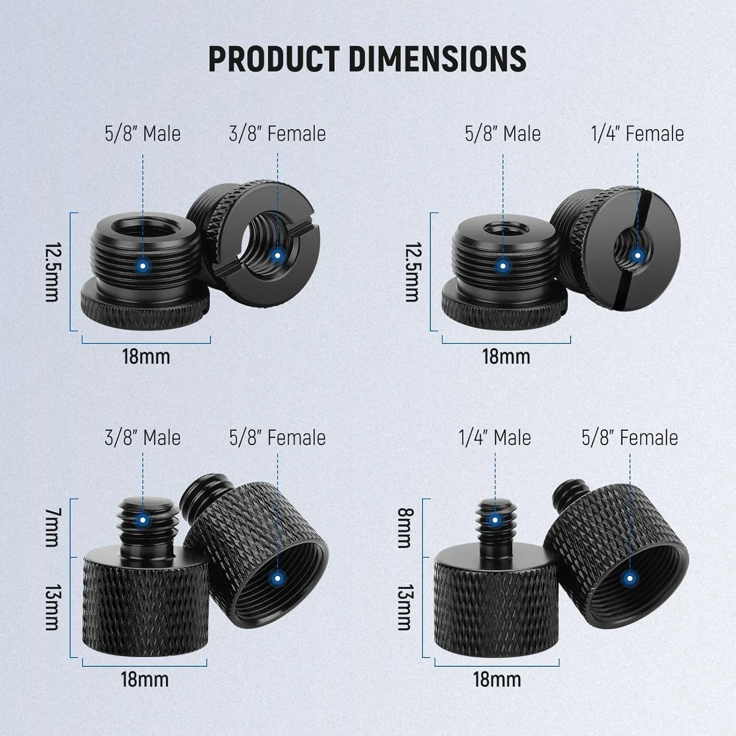 کیت لوازم جانبی آداپتور پایه میکروفون NEEWER، 8 قطعه، شامل آداپتورهای تبدیل مادگی 1/4 اینچ و 3/8 اینچ به نری 5/8 اینچ و مادگی 5/8 اینچ به نری 1/4 اینچ و 3/8 اینچ برای بازوی بوم میکروفون، پایه دوربین سه پایه، HW-43 کیت لوازم جانبی آداپتور پایه میکروفون NEEWER، 8 قطعه، شامل آداپتورهای تبدیل مادگی 1/4 اینچ و 3/8 اینچ به نری 5/8 اینچ و مادگی 5/8 اینچ به نری 1/4 اینچ و 3/8 اینچ برای بازوی بوم میکروفون، پایه دوربین سه پایه، HW-43