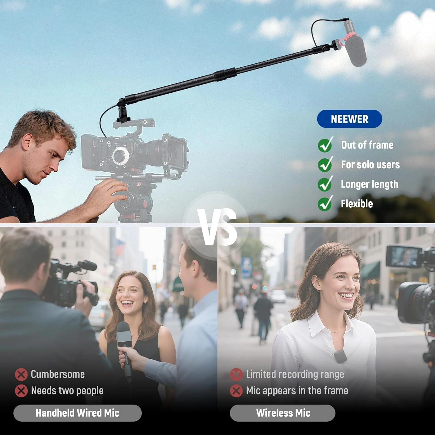 بازوی میکروفون کربنی NEEWER، قابل افزایش طول 44-92 سانتی متر، دارای کابل داخلی 3.5 میلی متری TRS نر به ماده، ناخن ناتو، مانت کفشک سرد، شیب 180 درجه، حداکثر بار 500 گرم، مناسب برای مصاحبه، فیلمسازی، BP01 بازوی میکروفون کربنی NEEWER، قابل افزایش طول 44-92 سانتی متر، دارای کابل داخلی 3.5 میلی متری TRS نر به ماده، ناخن ناتو، مانت کفشک سرد، شیب 180 درجه، حداکثر بار 500 گرم، مناسب برای مصاحبه، فیلمسازی، BP01