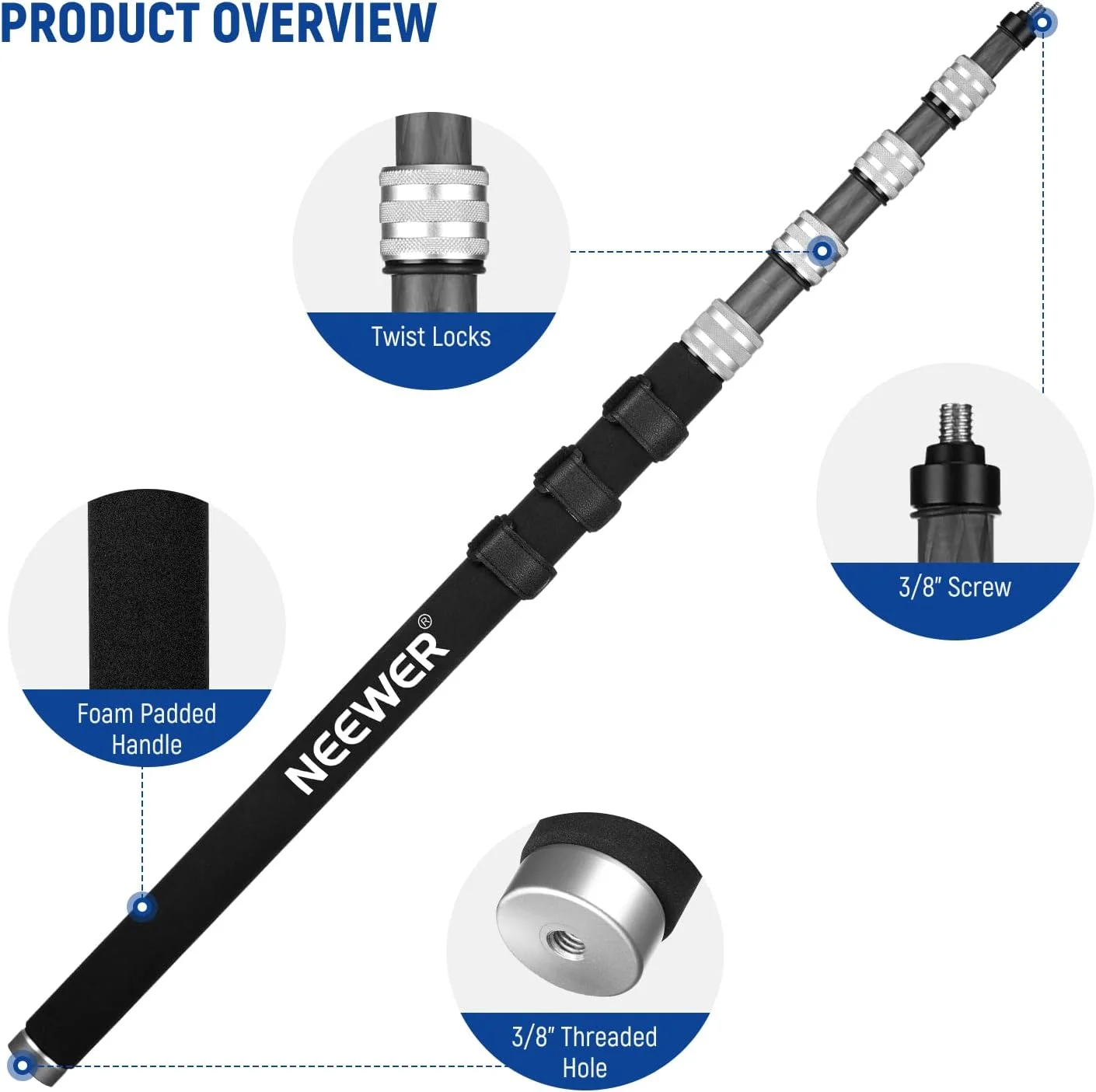 بازوی میکروفون تلسکوپی ارتقا یافته NEEWER، میله بوم میکروفون فیبر کربنی 300 سانتی متری با 5 بخش، آداپتورهای پیچ 1/4 اینچ، 3/8 اینچ، 5/8 اینچ، بندهای کابل، بند شانه و کیف نگهداری، MS-300C بازوی میکروفون تلسکوپی ارتقا یافته NEEWER، میله بوم میکروفون فیبر کربنی 300 سانتی متری با 5 بخش، آداپتورهای پیچ 1/4 اینچ، 3/8 اینچ، 5/8 اینچ، بندهای کابل، بند شانه و کیف نگهداری، MS-300C