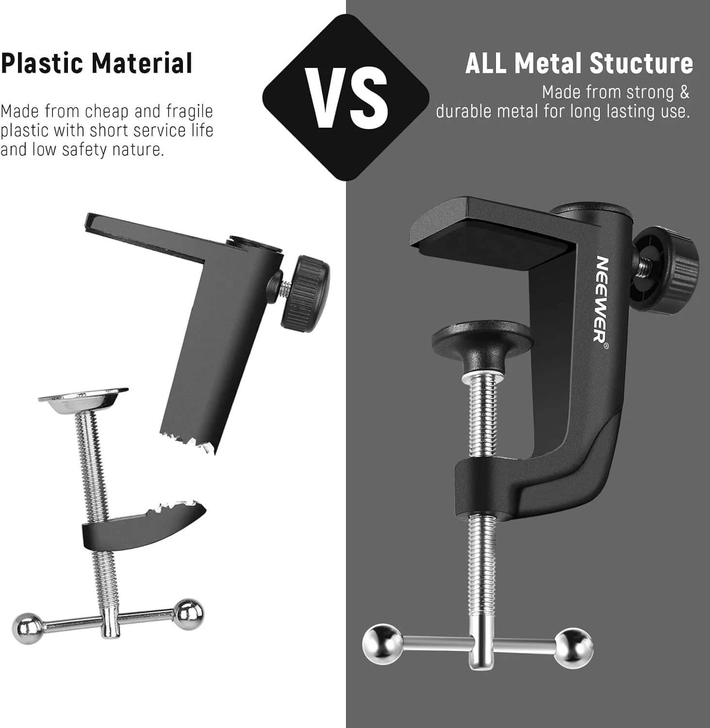 گیره فلزی رومیزی NEEWER برای پایه بازویی قیچی میکروفون با پیچ تنظیم موقعیت، مناسب برای ضخامت میز تا 1.9 اینچ/5 سانتی متر (مشکی) گیره فلزی رومیزی NEEWER برای پایه بازویی قیچی میکروفون با پیچ تنظیم موقعیت، مناسب برای ضخامت میز تا 1.9 اینچ/5 سانتی متر (مشکی)