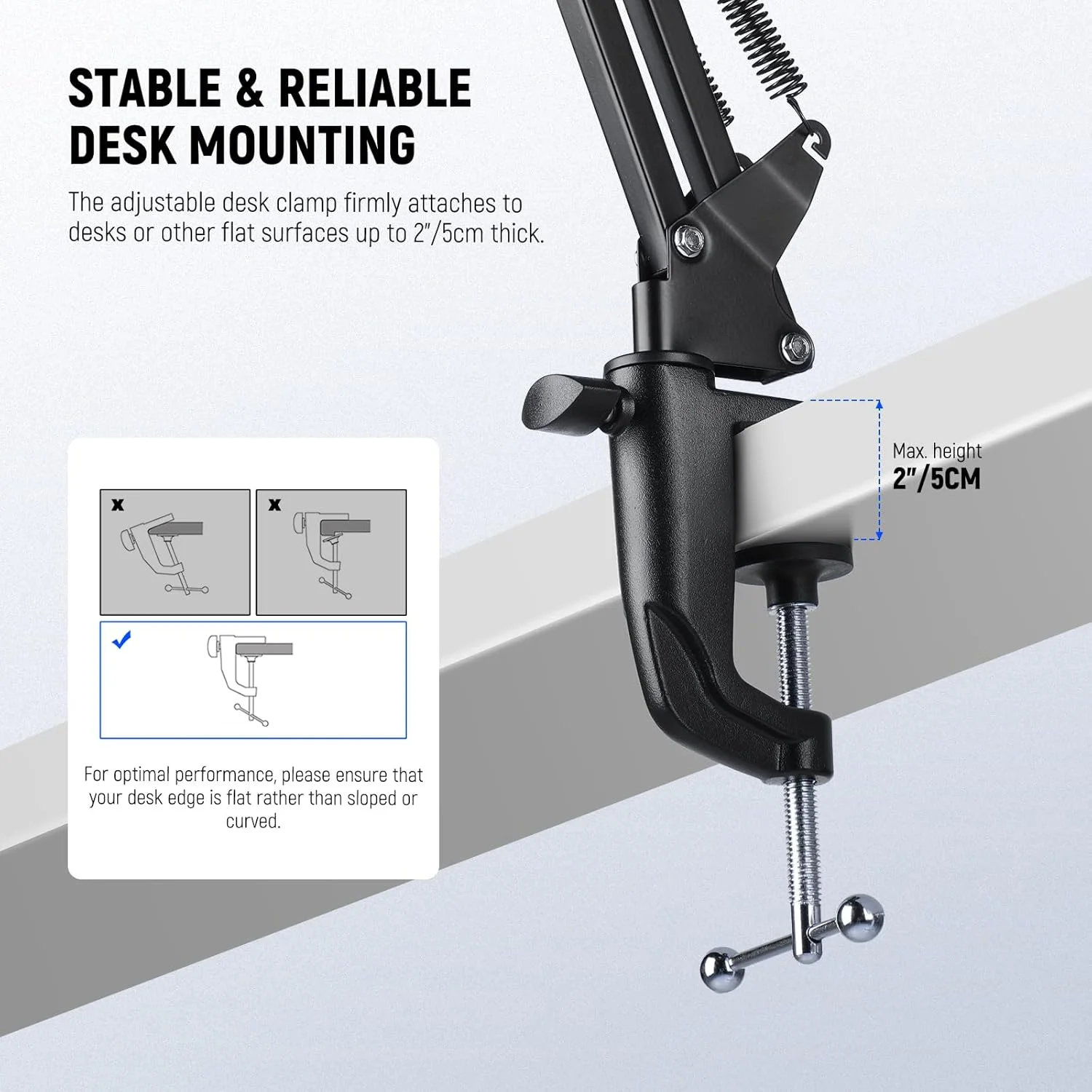پایه بازوی میکروفون NEEWER، بازوی بوم قیچی تعلیق دار با گیره و آداپتور 3/8 اینچ به 5/8 اینچ سازگار با Blue Yeti Snowball HyperX QuadCast SoloCast Shure، حداکثر بار 1.5 کیلوگرم، MS006