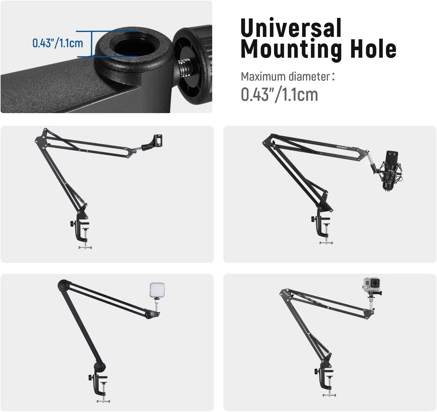 گیره فلزی رومیزی NEEWER برای پایه بازویی قیچی میکروفون با پیچ تنظیم موقعیت، مناسب برای ضخامت میز تا 1.9 اینچ/5 سانتی متر (مشکی) گیره فلزی رومیزی NEEWER برای پایه بازویی قیچی میکروفون با پیچ تنظیم موقعیت، مناسب برای ضخامت میز تا 1.9 اینچ/5 سانتی متر (مشکی)