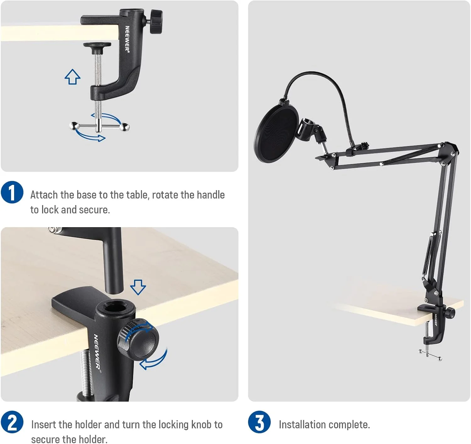 گیره فلزی رومیزی NEEWER برای پایه بازویی قیچی میکروفون با پیچ تنظیم موقعیت، مناسب برای ضخامت میز تا 1.9 اینچ/5 سانتی متر (مشکی) گیره فلزی رومیزی NEEWER برای پایه بازویی قیچی میکروفون با پیچ تنظیم موقعیت، مناسب برای ضخامت میز تا 1.9 اینچ/5 سانتی متر (مشکی)