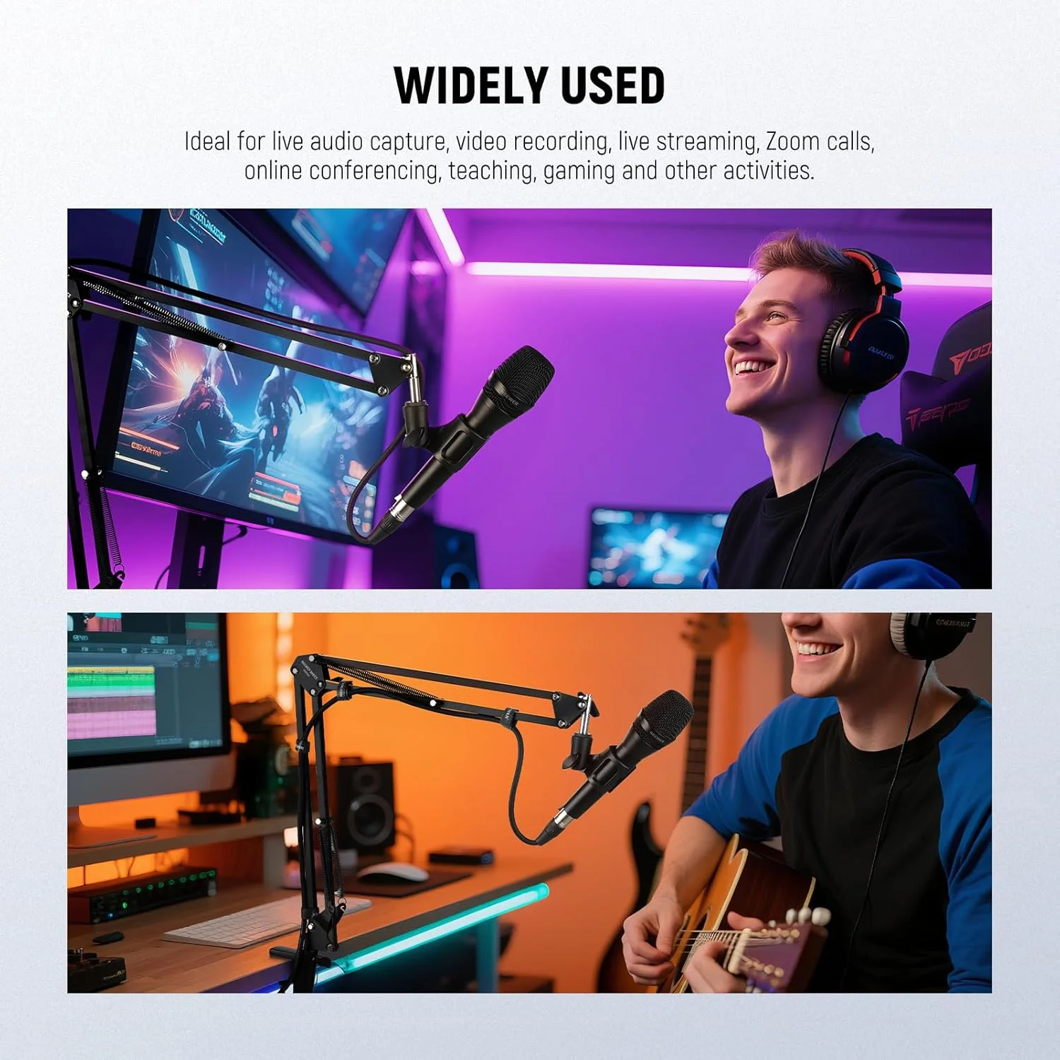 پایه بازوی میکروفون NEEWER، بازوی بوم قیچی تعلیق دار با گیره و آداپتور 3/8 اینچ به 5/8 اینچ سازگار با Blue Yeti Snowball HyperX QuadCast SoloCast Shure، حداکثر بار 1.5 کیلوگرم، MS006