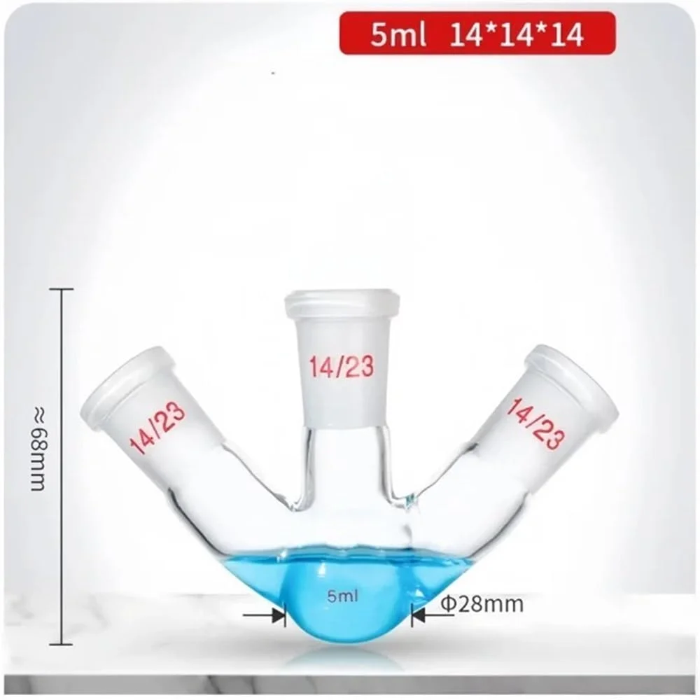 ظروف شیشه ای آزمایشگاهی 10 تا 250 میلی لیتر، فلاسک تقطیر ته گرد سه گردنه مورب، شیشه بوروسیلیکات سه گردنه (5ml 14X14X14) ظروف شیشه ای آزمایشگاهی 10 تا 250 میلی لیتر، فلاسک تقطیر ته گرد سه گردنه مورب، شیشه بوروسیلیکات سه گردنه (5ml 14X14X14)