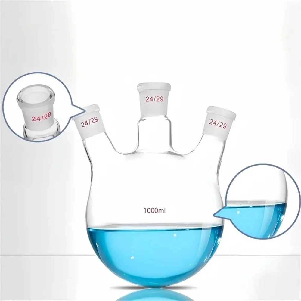 ظروف شیشه ای آزمایشگاهی 10 تا 250 میلی لیتر، فلاسک تقطیر ته گرد سه گردنه مورب، شیشه بوروسیلیکات سه گردنه (5ml 14X14X14) ظروف شیشه ای آزمایشگاهی 10 تا 250 میلی لیتر، فلاسک تقطیر ته گرد سه گردنه مورب، شیشه بوروسیلیکات سه گردنه (5ml 14X14X14)