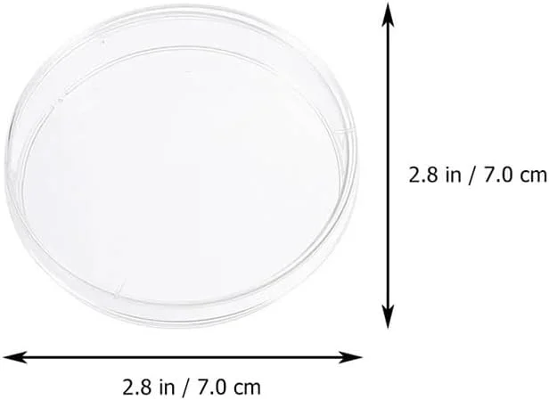 20 عدد پتری دیش 70 میلی متری شفاف و قابل استفاده مجدد برای آزمایشگاه
