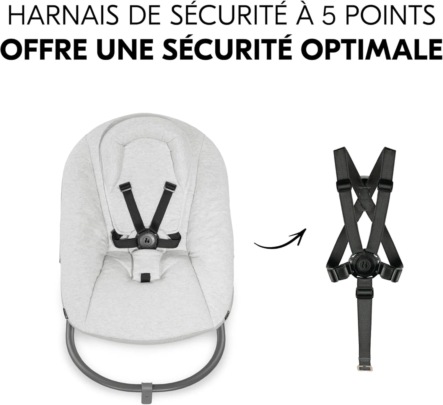 نی نی لای لای و نشیمنگاه نوزاد هاوک پریمیوم برای صندلی های بلند آلفا و بتا از بدو تولد - نشیمنگاه 2 در 1 نوزاد با کمربند 5 نقطه ای، پشتی قابل تنظیم و پنبه (خاکستری روشن)
