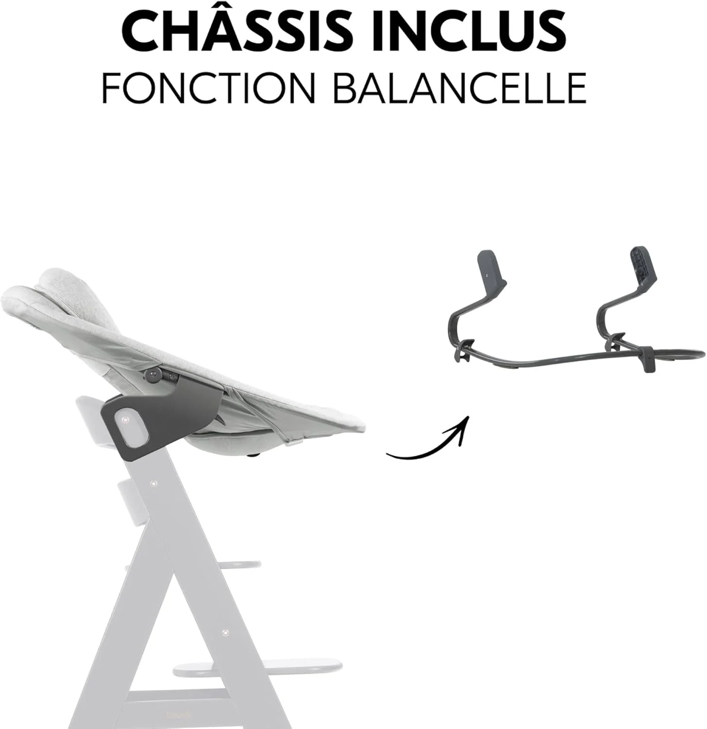 نی نی لای لای و نشیمنگاه نوزاد هاوک پریمیوم برای صندلی های بلند آلفا و بتا از بدو تولد - نشیمنگاه 2 در 1 نوزاد با کمربند 5 نقطه ای، پشتی قابل تنظیم و پنبه (خاکستری روشن)