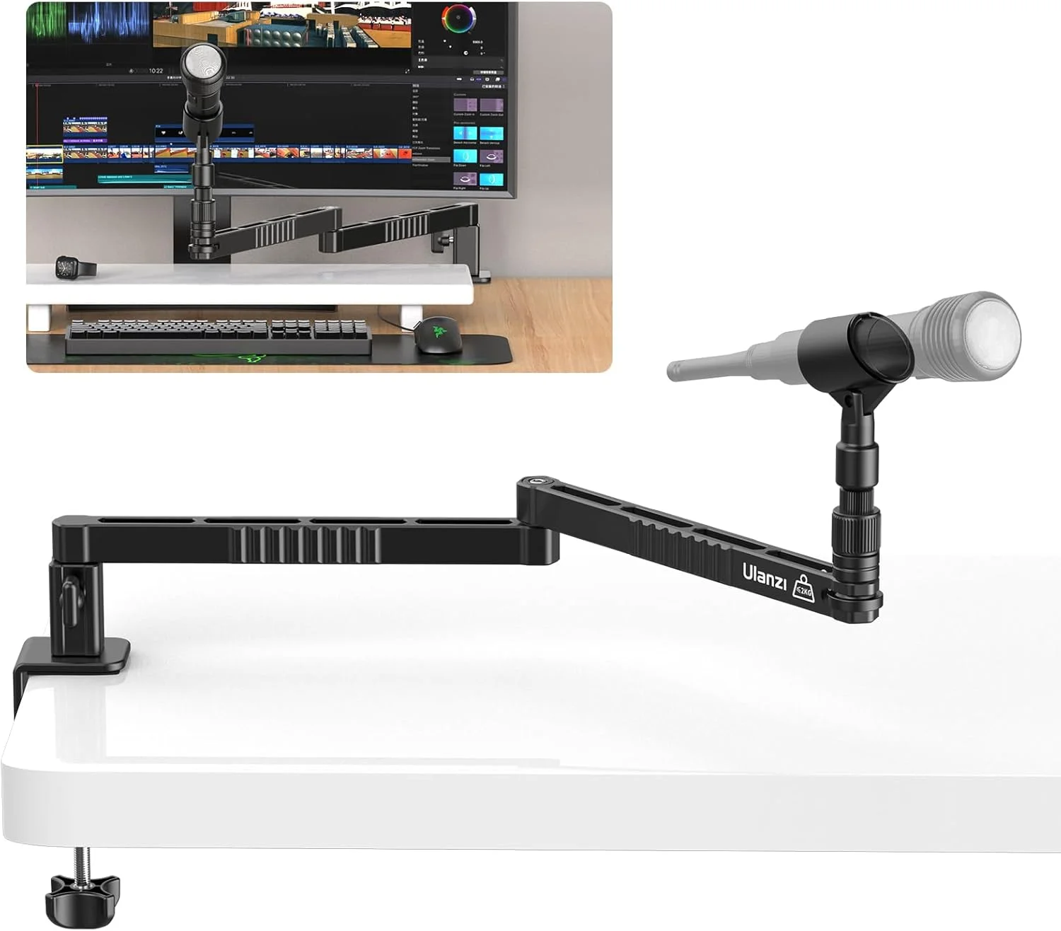بازوی میکروفون پروفایل پایین ULANZI LS26، بازوی میکروفون آلومینیومی با قابلیت نصب روی میز، چرخش 360 درجه، بازوی بوم میکروفون تاشو برای پادکست/استریمینگ/بازی/استودیوی رادیویی بازوی میکروفون پروفایل پایین ULANZI LS26، بازوی میکروفون آلومینیومی با قابلیت نصب روی میز، چرخش 360 درجه، بازوی بوم میکروفون تاشو برای پادکست/استریمینگ/بازی/استودیوی رادیویی