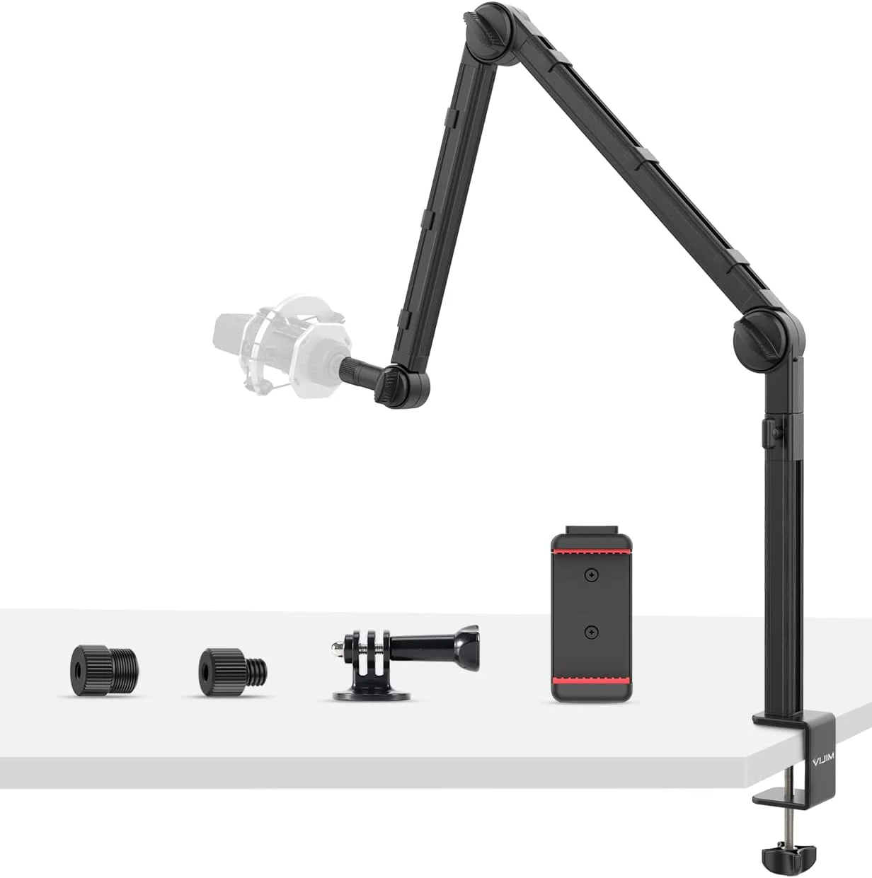 بازوی میکروفون حرفه ای ULANZI Select LS24، پایه میکروفون رومیزی استودیویی سنگین با آداپتور 1/4" 3/8" 5/8"، بازوی بوم برای پخش زنده بازی، پادکست، پایه رومیزی برای دوربین و تلفن همراه