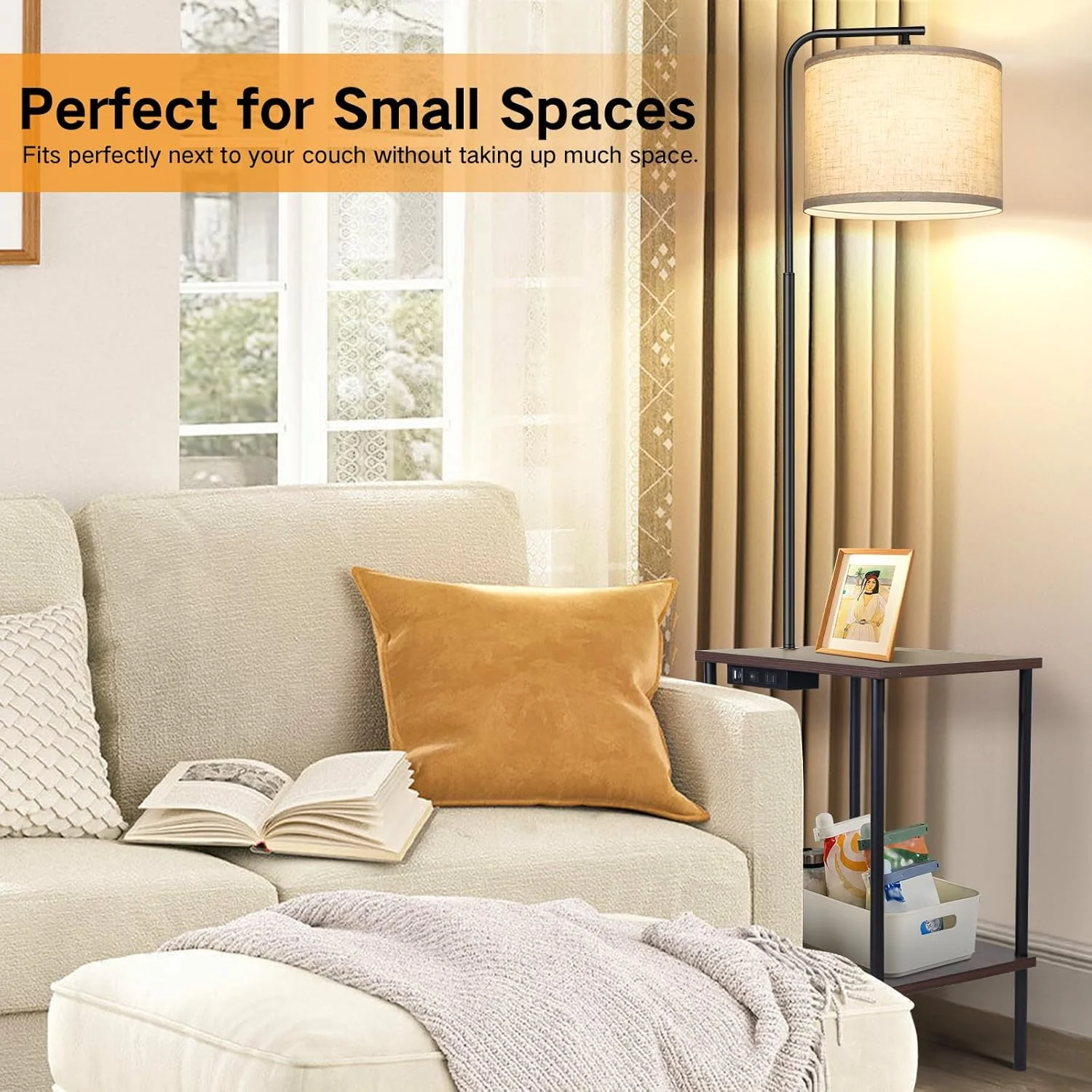 چراغ ایستاده دیمر دار OUTON با میز، 2 پورت USB، چراغ ایستاده کنترل از راه دور، میز کنار تختی با چراغ برای اتاق نشیمن، میز کنار تخت و چراغ مطالعه LED برای اتاق خواب، قهوه ای چراغ ایستاده دیمر دار OUTON با میز، 2 پورت USB، چراغ ایستاده کنترل از راه دور، میز کنار تختی با چراغ برای اتاق نشیمن، میز کنار تخت و چراغ مطالعه LED برای اتاق خواب، قهوه ای