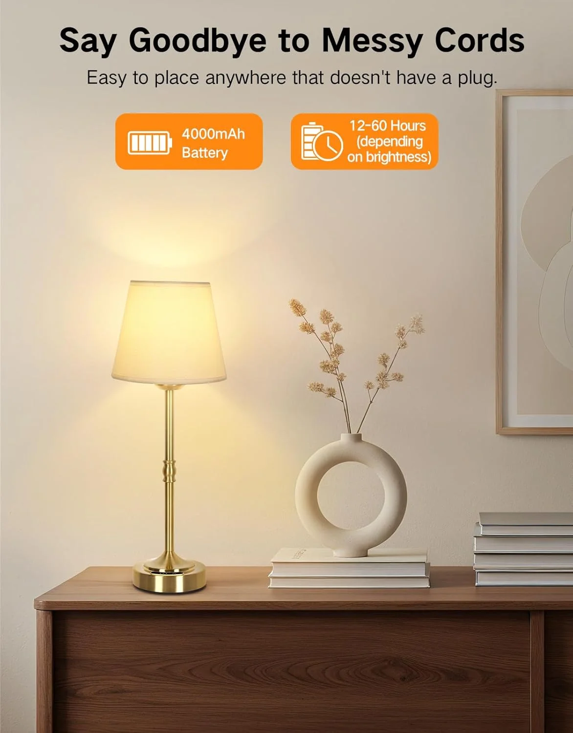 چراغهای رومیزی LED بیسیم باتریدار OUTON با نشانگر شارژ - لمسی و قابل تنظیم نور، 3 رنگ نور (3000 کلوین - 6500 کلوین)، 4000 میلی آمپر ساعت، قابل شارژ با USB-C، 60 ساعت زمان کارکرد - مناسب برای اتاق خواب، اتاق نشیمن چراغهای رومیزی LED بیسیم باتریدار OUTON با نشانگر شارژ - لمسی و قابل تنظیم نور، 3 رنگ نور (3000 کلوین - 6500 کلوین)، 4000 میلی آمپر ساعت، قابل شارژ با USB-C، 60 ساعت زمان کارکرد - مناسب برای اتاق خواب، اتاق نشیمن