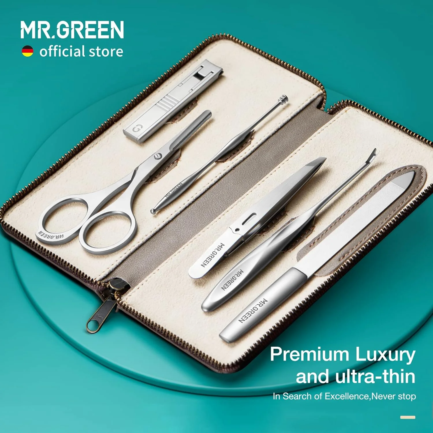 ست مانیکور لوکس قابل حمل MR.GREEN، کیت های پدیکور استیل ضد زنگ با روکش چرم گاوی دانه کامل، مجموعه ابزار مراقبت شخصی ست مانیکور لوکس قابل حمل MR.GREEN، کیت های پدیکور استیل ضد زنگ با روکش چرم گاوی دانه کامل، مجموعه ابزار مراقبت شخصی
