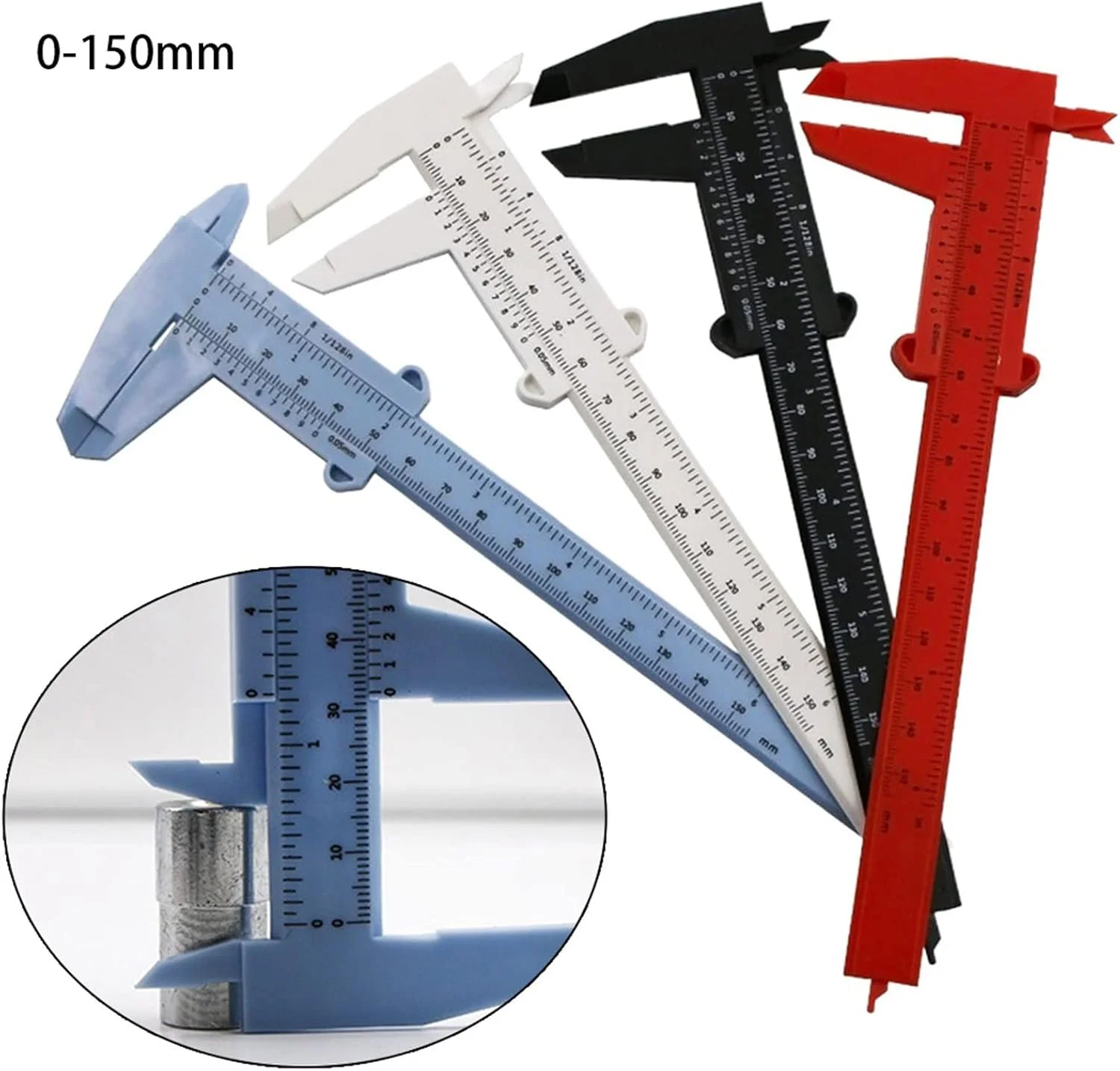 وانام کولیس اندازه گیری ورنیه، کولیس دو خط کش مقیاس پلاستیکی ابزار اندازه گیری عمق و ارتفاع ابزار دقیق اندازه گیری (رنگ: سفید)