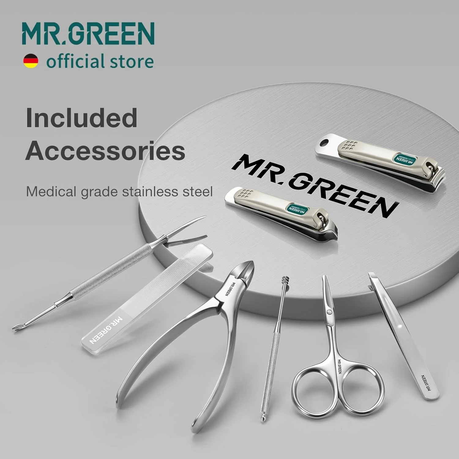 ست مانیکور MR.GREEN مدل 8 در 1، ست پدیکور، ابزار مراقبت شخصی استیل ضد زنگ با کیف چرمی میکروفایبر (Mr-6658) ست مانیکور MR.GREEN مدل 8 در 1، ست پدیکور، ابزار مراقبت شخصی استیل ضد زنگ با کیف چرمی میکروفایبر (Mr-6658)