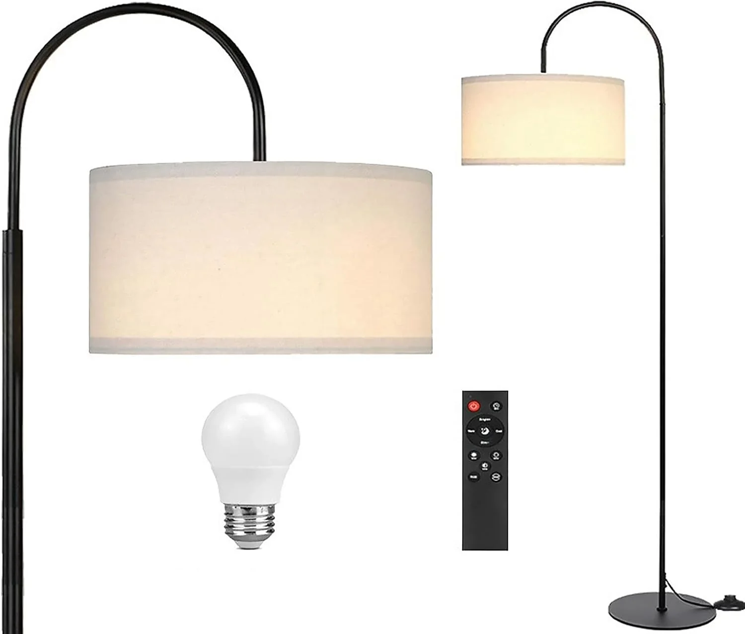 چراغ ایستاده LED Beauenty برای اتاق نشیمن، چراغ ایستاده با 3 دمای رنگ با کلید پایی، چراغ مطالعه ایستاده مدرن با میله بلند برای اتاق خواب، اتاق مطالعه، دفتر کار، همراه با لامپ 9 وات