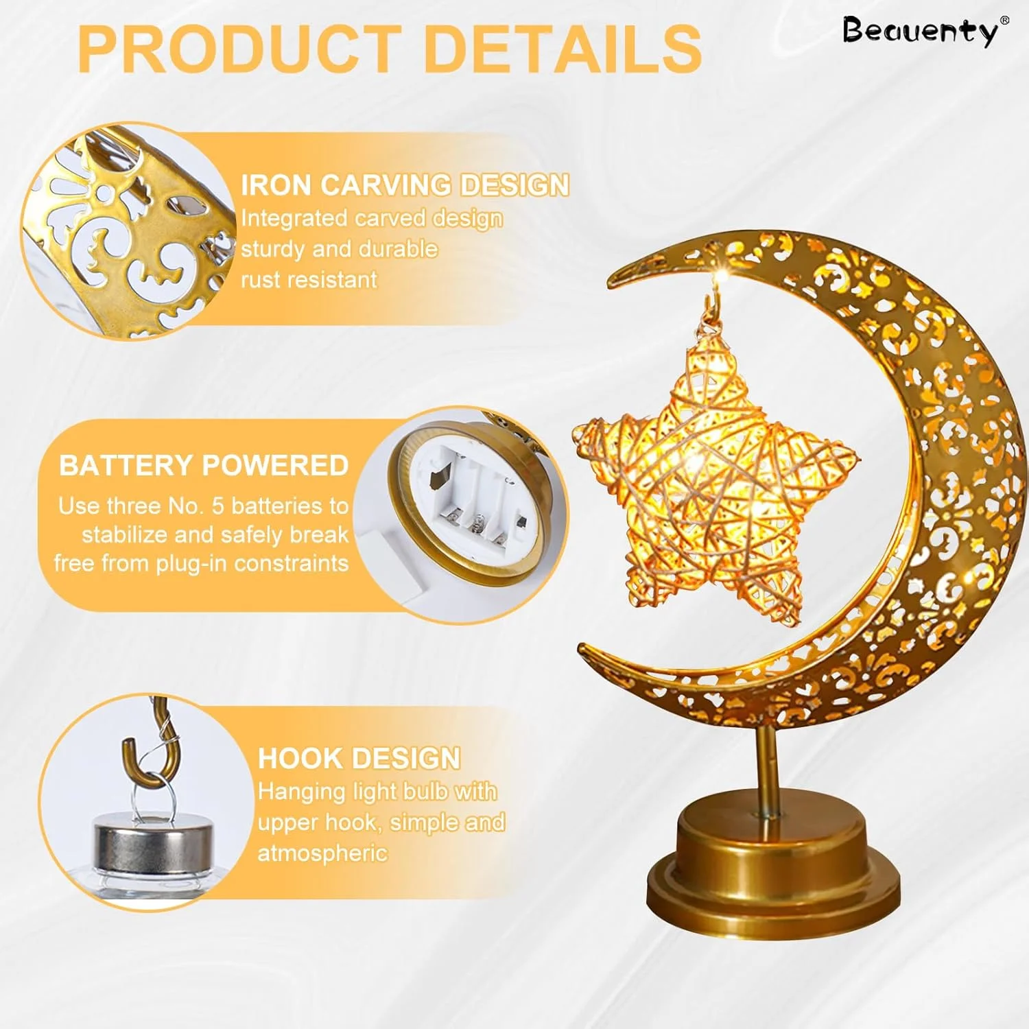 چراغ ماه و ستاره Beauenty، چراغ های اتاق خواب تزئینات عید، چراغ های تزئینی جشن رمضان، چراغ های مدل سازی جو، چراغ LED ماه و ستاره طلایی رومیزی با باتری، چراغ پری (سبک 1) چراغ ماه و ستاره Beauenty، چراغ های اتاق خواب تزئینات عید، چراغ های تزئینی جشن رمضان، چراغ های مدل سازی جو، چراغ LED ماه و ستاره طلایی رومیزی با باتری، چراغ پری (سبک 1)