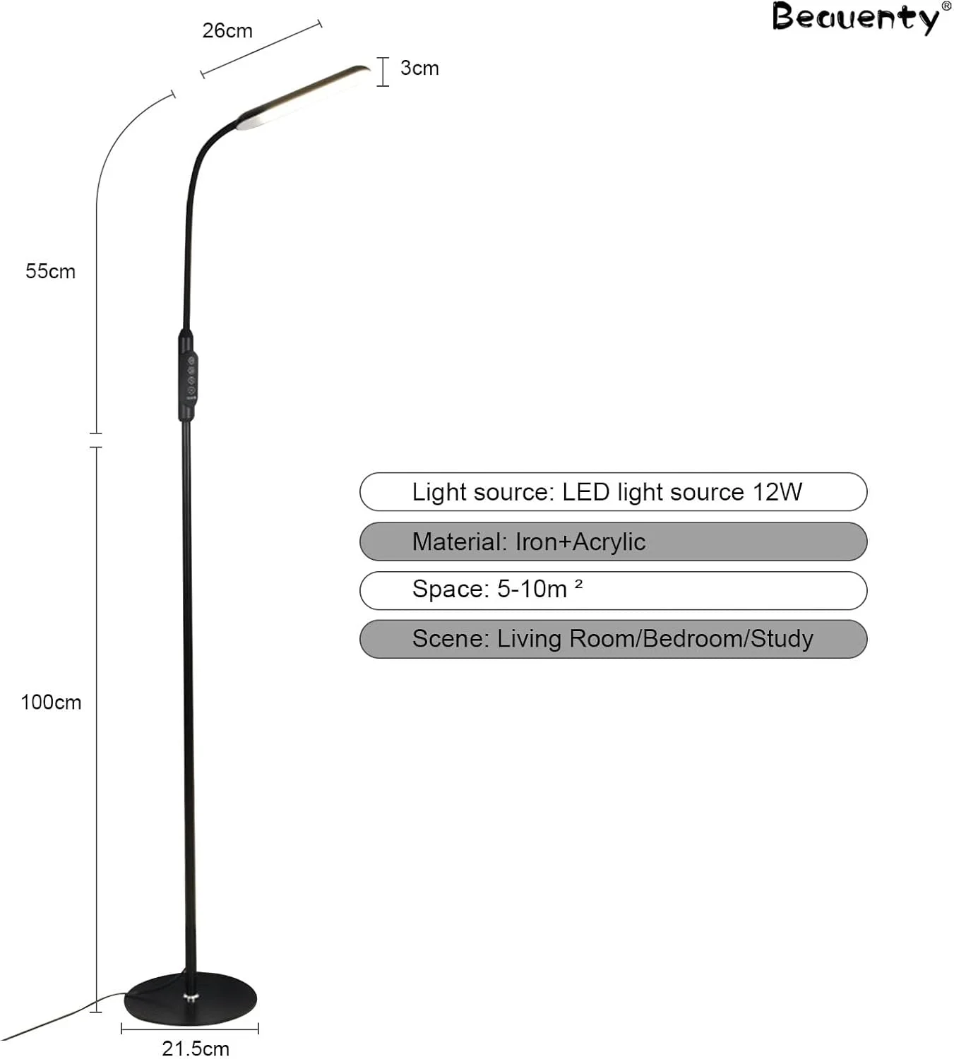 چراغ ایستاده کنار سالنی Beauenty، دارای 3 دمای رنگی، چراغ مطالعه 12 وات، چراغ های LED کم نور شونده برای اتاق نشیمن، حالت چراغ رومیزی قابل تنظیم، دوشاخه اروپایی (مشکی) چراغ ایستاده کنار سالنی Beauenty، دارای 3 دمای رنگی، چراغ مطالعه 12 وات، چراغ های LED کم نور شونده برای اتاق نشیمن، حالت چراغ رومیزی قابل تنظیم، دوشاخه اروپایی (مشکی)