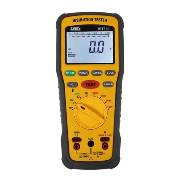 تستر مقاومت عایق UEi Test Instruments IRT803، 600 ولت AC/DC، مگااهم متر مقاومت عایق را تا 20GΩ اندازه گیری می کند، تست ولتاژ تا 600 ولت تستر مقاومت عایق UEi Test Instruments IRT803، 600 ولت AC/DC، مگااهم متر مقاومت عایق را تا 20GΩ اندازه گیری می کند، تست ولتاژ تا 600 ولت