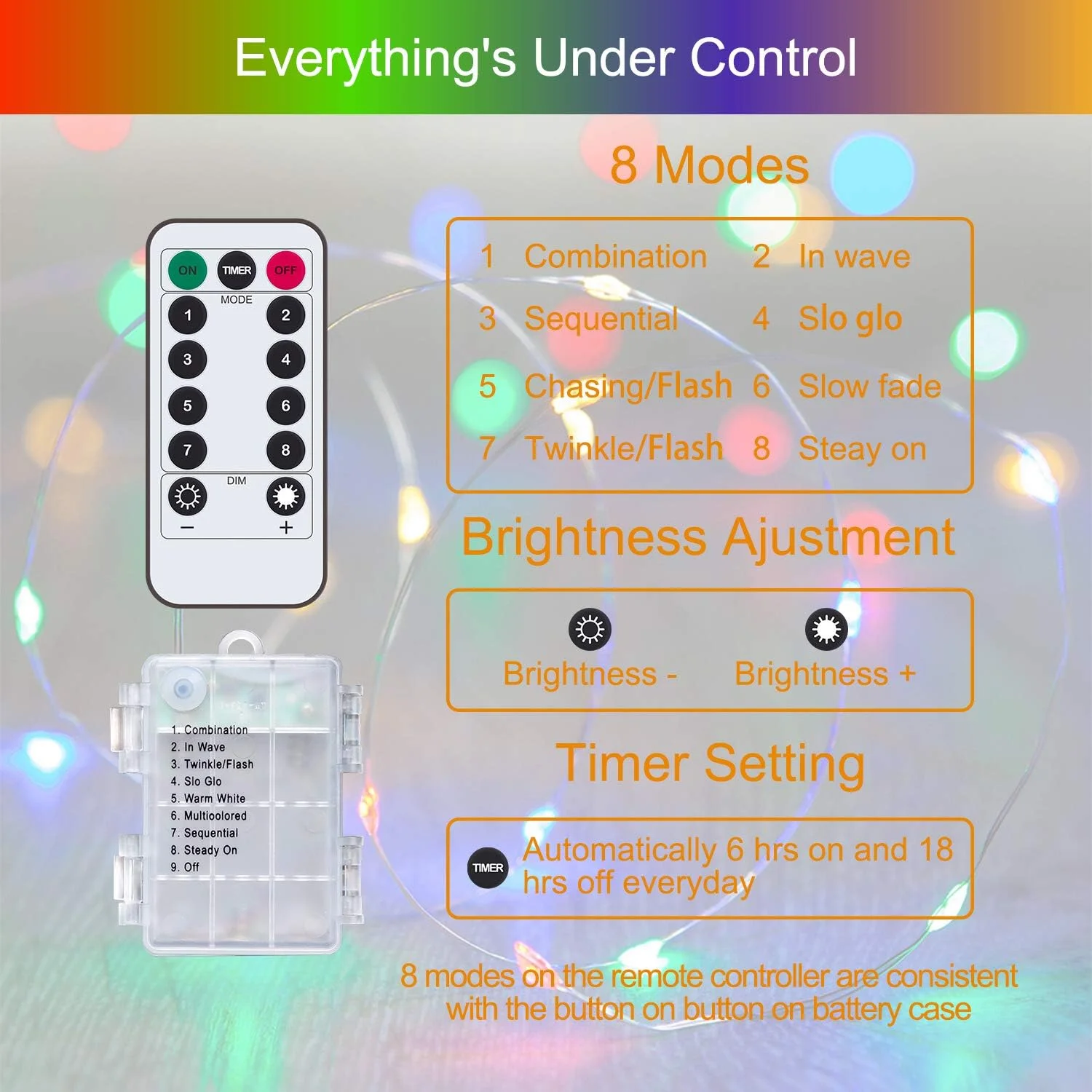 ست 2 عددی چراغ های تزئینی 100 LED با طول 10 متر و منبع تغذیه باتری ANJAYLIA، ضد آب، چند رنگ، دارای حالت چشمک زن، به همراه ریموت کنترل و تایمر، مناسب برای اتاق، عروسی، باغ و مهمانی ست 2 عددی چراغ های تزئینی 100 LED با طول 10 متر و منبع تغذیه باتری ANJAYLIA، ضد آب، چند رنگ، دارای حالت چشمک زن، به همراه ریموت کنترل و تایمر، مناسب برای اتاق، عروسی، باغ و مهمانی