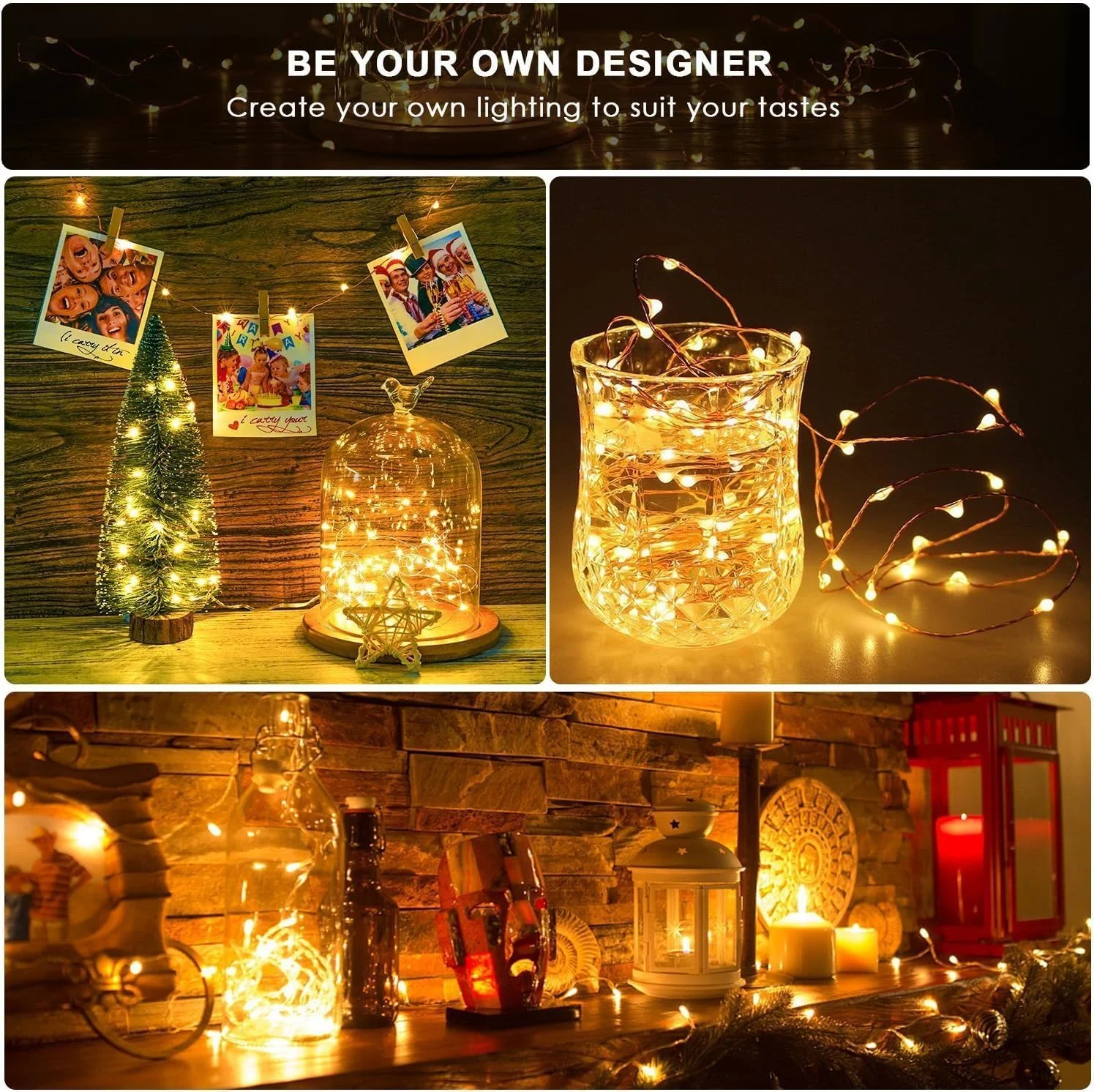 چراغ های تزئینی باتری خور ANJAYLIA بسته 4 عددی، 33 فوت، 100 ال ای دی چراغ های تزئینی باتری خور ANJAYLIA بسته 4 عددی، 33 فوت، 100 ال ای دی