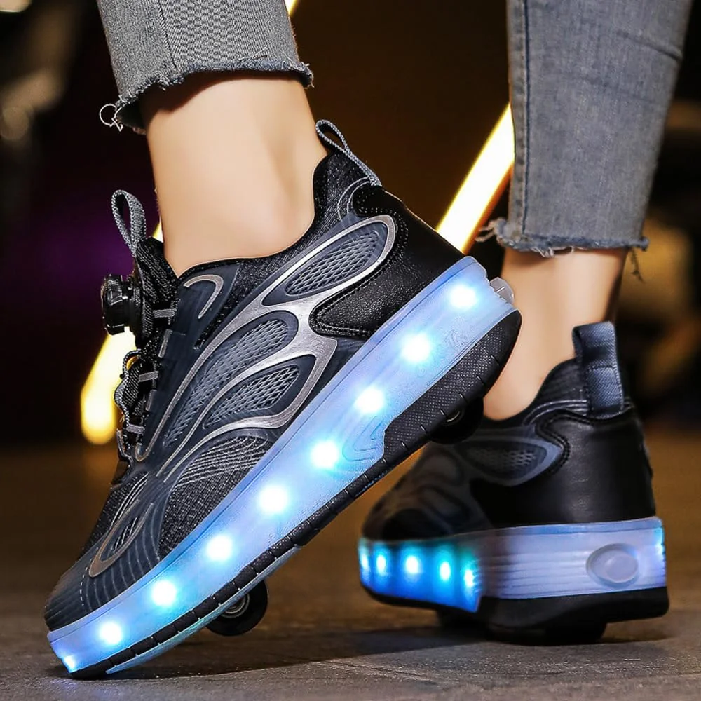 کفش های شارژی چرخ دار و چراغ LED | کفش های اسکیت با طراحی رنگارنگ برای پسران و دختران | هدیه ای ایده آل برای کودکان فعال | کفش های چرخ دار براق، شیک و سرگرم کننده - اسکیت های رولی کفش های شارژی چرخ دار و چراغ LED | کفش های اسکیت با طراحی رنگارنگ برای پسران و دختران | هدیه ای ایده آل برای کودکان فعال | کفش های چرخ دار براق، شیک و سرگرم کننده - اسکیت های رولی