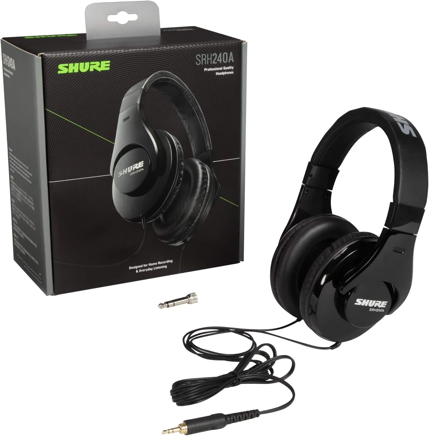 هدفون حرفه ای Shure SRH240A، سیمی، راحت، پخش صدای عالی، ایده آل برای ضبط خانگی و استفاده روزمره، مشکی هدفون حرفه ای Shure SRH240A، سیمی، راحت، پخش صدای عالی، ایده آل برای ضبط خانگی و استفاده روزمره، مشکی