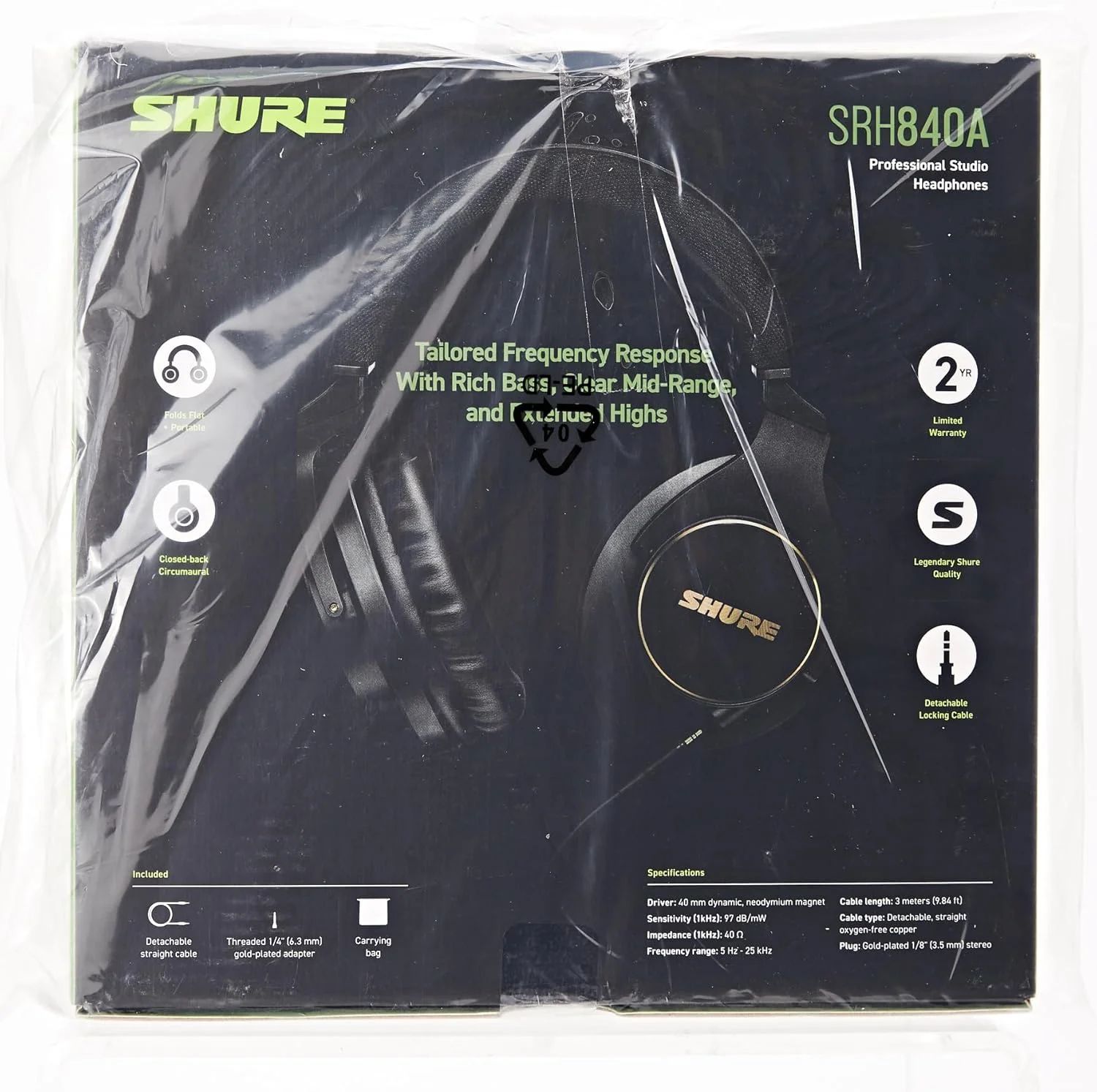 هدفون استودیویی حرفه ای Shure SRH840A، راحتی عالی، بیس غنی، صدای دقیق، صدای دقیق و با جزئیات، کابل جداشدنی، مشکی، سیمی هدفون استودیویی حرفه ای Shure SRH840A، راحتی عالی، بیس غنی، صدای دقیق، صدای دقیق و با جزئیات، کابل جداشدنی، مشکی، سیمی