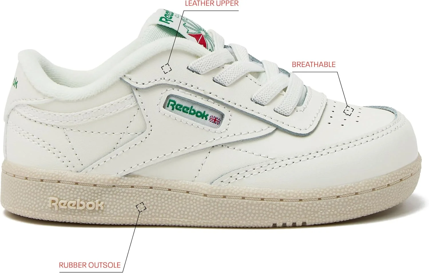 کفشهای بچگانه ریباک مدل Club C، مناسب دختران و پسران، کفشهای کتانی بچهگانه، سایز کوچک و بزرگ کفشهای بچگانه ریباک مدل Club C، مناسب دختران و پسران، کفشهای کتانی بچهگانه، سایز کوچک و بزرگ