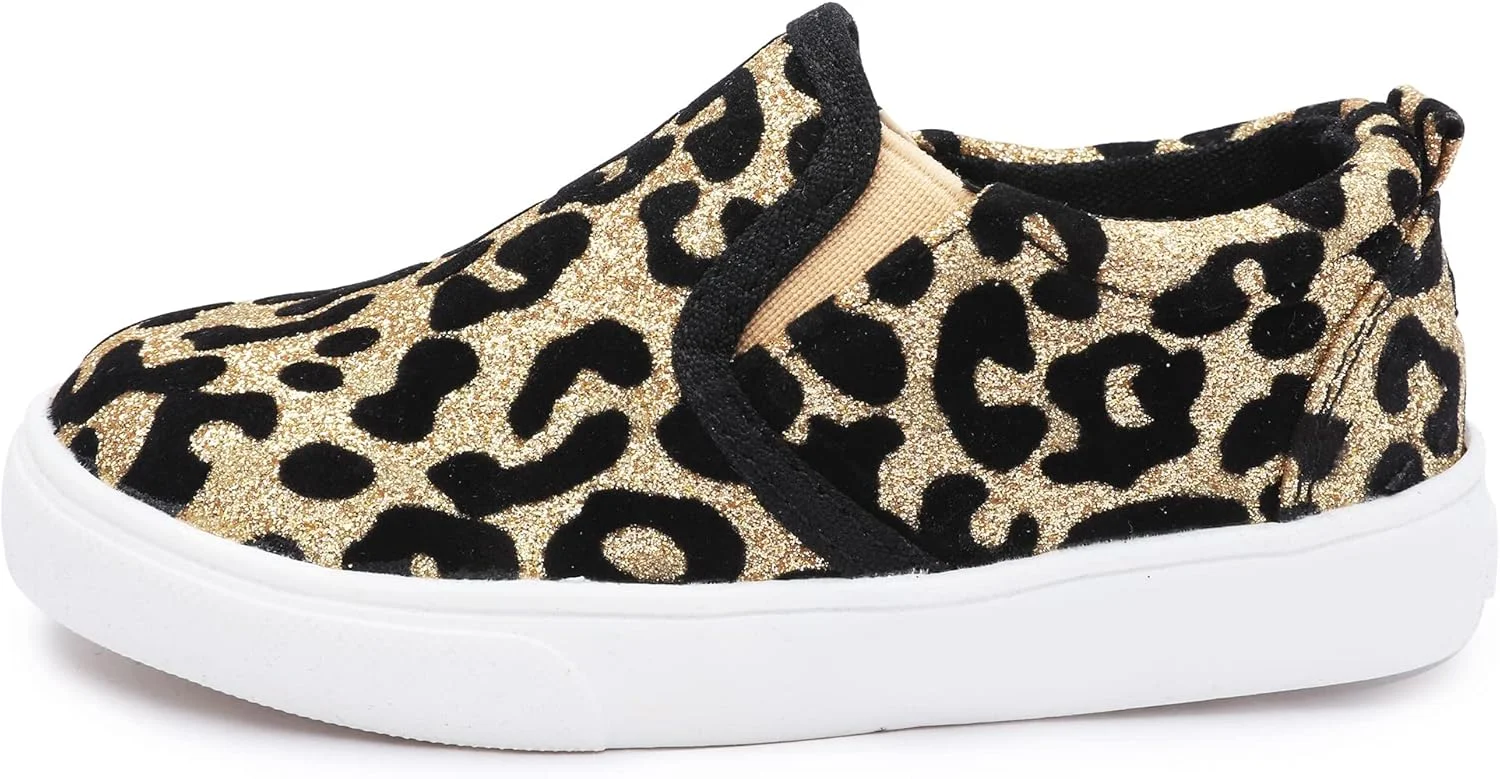 کفش‌های کتانی طرح پلنگی Skeblo پسرانه دخترانه، کفش‌های راحتی لغزنده، کفش‌های تخت بچگانه