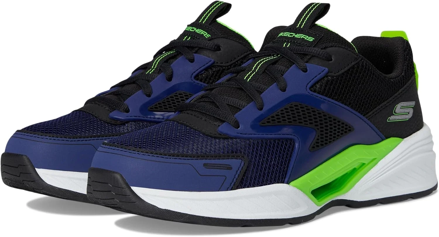 کفش ورزشی پسرانه اسکیچرز مدل تکنو-دریفت، سرمه ای/لیمویی، سایز 7 بچه بزرگ