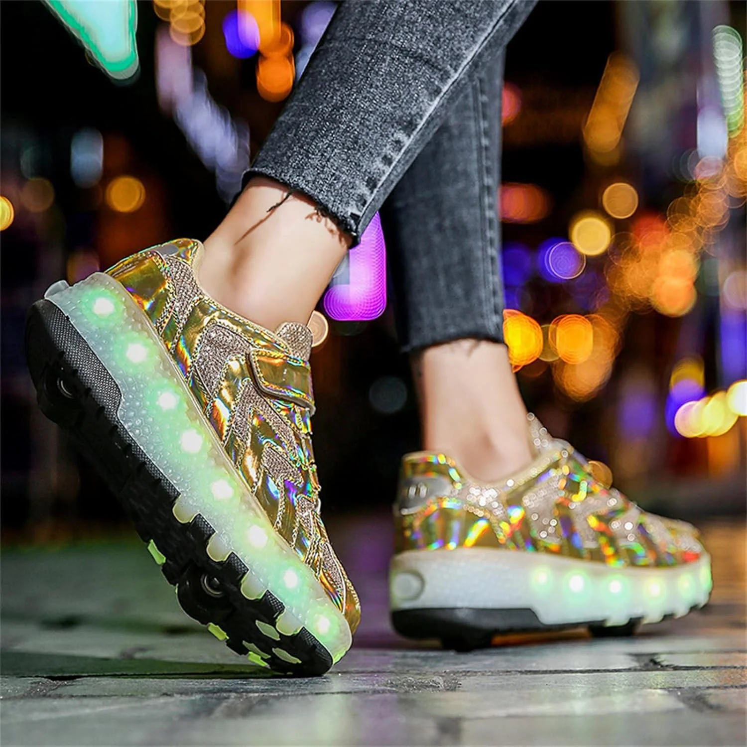 کفش های اسکیت غلتکی ZYANLING برای کودکان، کفش های کتانی پسرانه و دخترانه، کفش های پارکور فضای باز با 2 چرخ، کفش اسکیت یونیسکس جمع شونده برای ورزش های پیاده روی در پارک کودکان