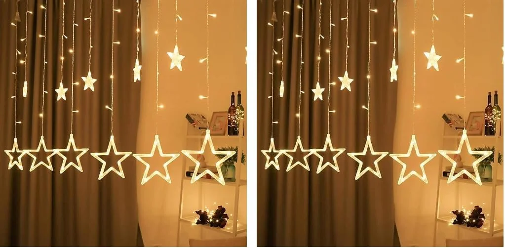 چراغ های LED ستاره ای دکوراسیون منزل سولفر، چراغ های رشته ای پرده ای برای اتاق خواب، 2 حالت نورپردازی، چراغ های پری ضد آب برای اتاق خواب، عروسی، دیوالی، کریسمس، رمضان، دکوراسیون مهمانی سفید گرم چراغ های LED ستاره ای دکوراسیون منزل سولفر، چراغ های رشته ای پرده ای برای اتاق خواب، 2 حالت نورپردازی، چراغ های پری ضد آب برای اتاق خواب، عروسی، دیوالی، کریسمس، رمضان، دکوراسیون مهمانی سفید گرم