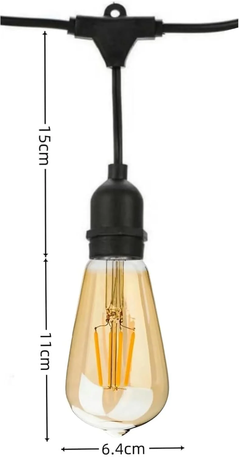 چراغ های ریسه ای فضای باز Sulfar به طول 10 متر، چراغ های جشن تجاری با 20 لامپ LED، ریسه چراغ آویز تزئینی ضد آب برای پاسیو، باغ، ایوان، حیاط (10 متر با رنگ کهربایی) چراغ های ریسه ای فضای باز Sulfar به طول 10 متر، چراغ های جشن تجاری با 20 لامپ LED، ریسه چراغ آویز تزئینی ضد آب برای پاسیو، باغ، ایوان، حیاط (10 متر با رنگ کهربایی)