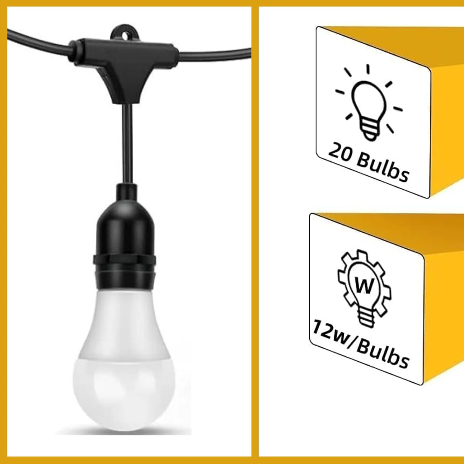 چراغهای ریسهای فضای باز Sulfar به طول 10 متر، چراغهای جشنی تجاری با 20 لامپ LED سفید گرم، ریسه چراغ آویز تزئینی ضد آب برای پاسیو، باغ، ایوان، حیاط و بالکن (سفید گرم) چراغهای ریسهای فضای باز Sulfar به طول 10 متر، چراغهای جشنی تجاری با 20 لامپ LED سفید گرم، ریسه چراغ آویز تزئینی ضد آب برای پاسیو، باغ، ایوان، حیاط و بالکن (سفید گرم)