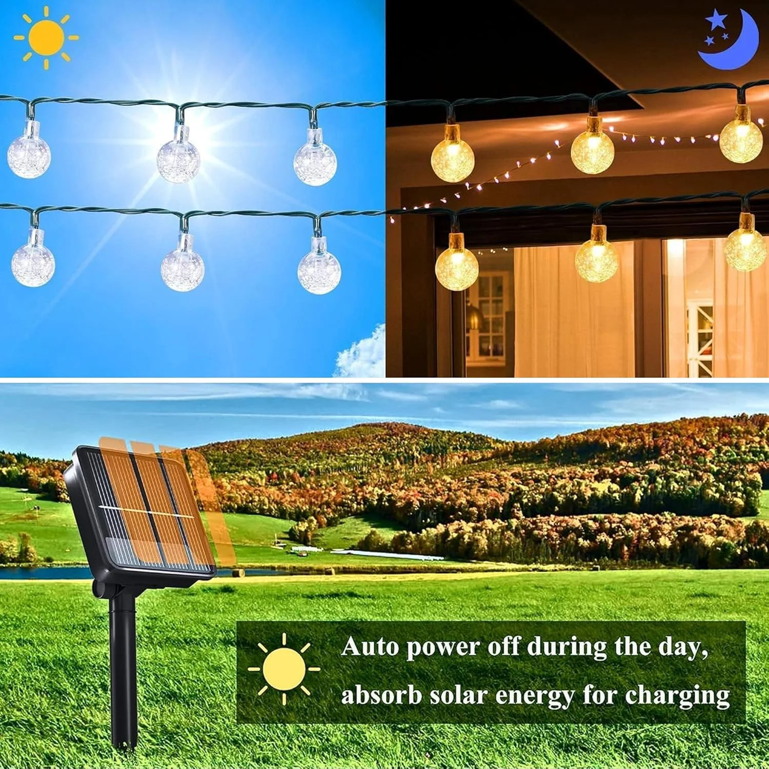 چراغ های رشته ای خورشیدی Sulfar برای فضای باز، چراغ های پری توپی کریستالی سفید گرم، ضد آب، چراغ های رشته ای خورشیدی برای باغ، نورپردازی تزئینی برای خانه، باغ، پاسیو، حیاط و مهمانی (100 LED 12M) چراغ های رشته ای خورشیدی Sulfar برای فضای باز، چراغ های پری توپی کریستالی سفید گرم، ضد آب، چراغ های رشته ای خورشیدی برای باغ، نورپردازی تزئینی برای خانه، باغ، پاسیو، حیاط و مهمانی (100 LED 12M)