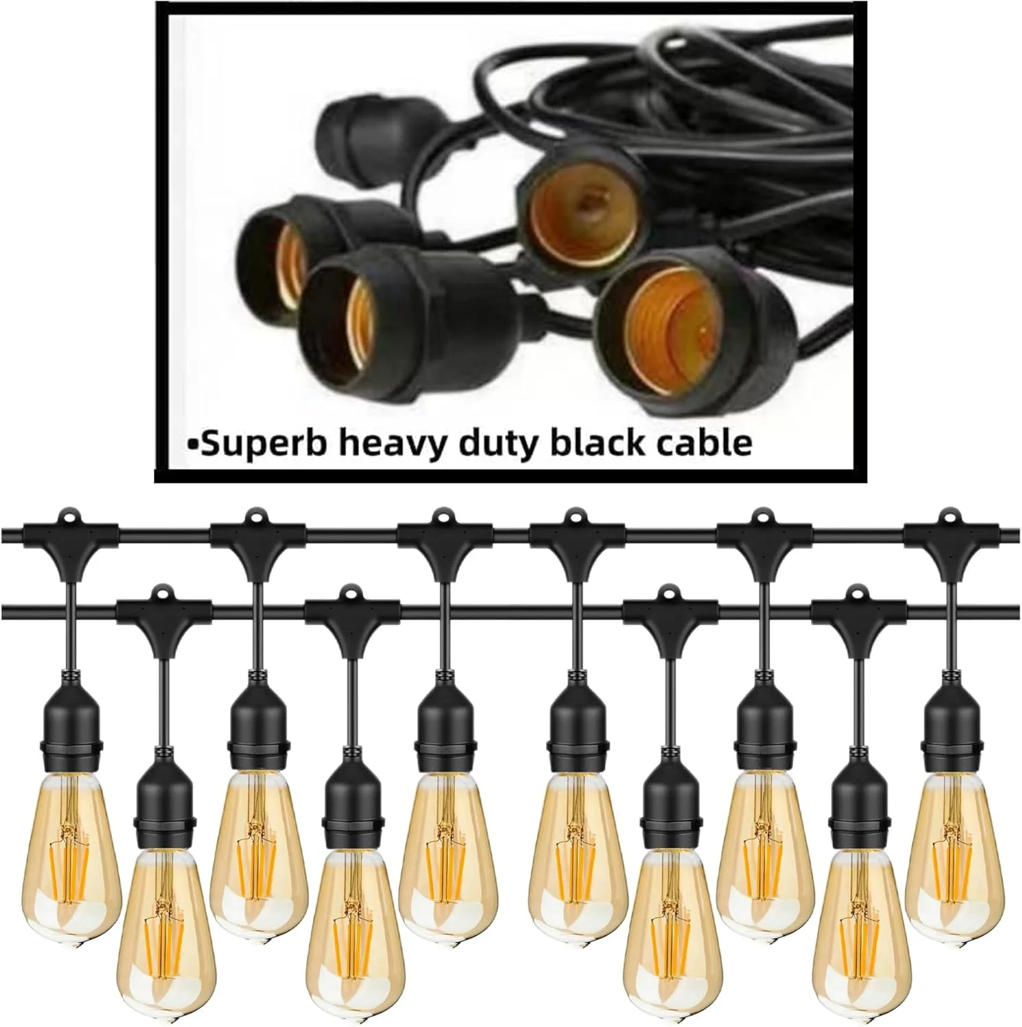 چراغ های ریسه ای فضای باز Sulfar به طول 10 متر، چراغ های جشن تجاری با 20 لامپ LED، ریسه چراغ آویز تزئینی ضد آب برای پاسیو، باغ، ایوان، حیاط (10 متر با رنگ کهربایی) چراغ های ریسه ای فضای باز Sulfar به طول 10 متر، چراغ های جشن تجاری با 20 لامپ LED، ریسه چراغ آویز تزئینی ضد آب برای پاسیو، باغ، ایوان، حیاط (10 متر با رنگ کهربایی)