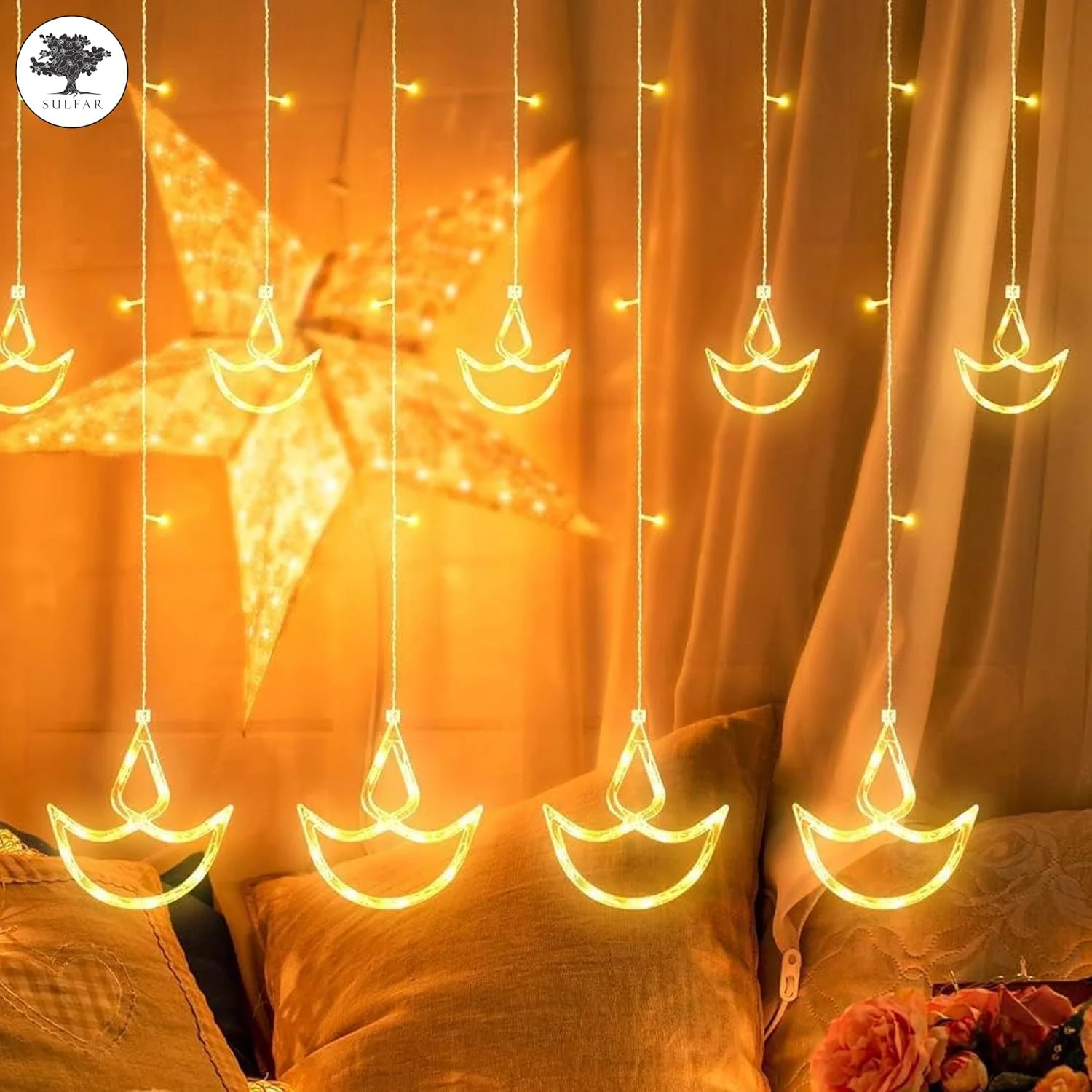 چراغهای ریسهای دیوالی Sulfar، چراغهای پردهای تزئینی منزل، چراغهای الایدی پری برای عید، تزئینات ریسهای برای رمضان، کریسمس، عروسی، مهمانی، خانه، پاسیو، چمن، چراغهای تزئینی دیوالی چراغهای ریسهای دیوالی Sulfar، چراغهای پردهای تزئینی منزل، چراغهای الایدی پری برای عید، تزئینات ریسهای برای رمضان، کریسمس، عروسی، مهمانی، خانه، پاسیو، چمن، چراغهای تزئینی دیوالی