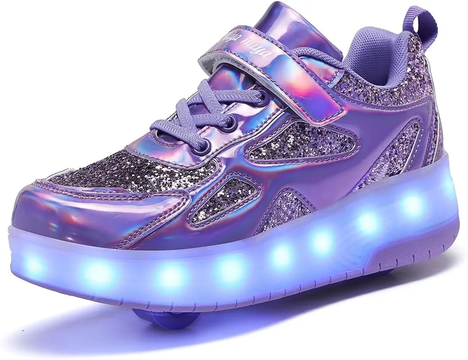 کفش های اسکیت غلتکی بچه گانه ZYANLING، کفش های کتانی برای پسران و دختران، کفش های پارکور فضای باز با 2 چرخ، کفش اسکیت یونیسکس، کفش های اسکیت جمع شونده برای ورزش های پیاده روی در پارک کودکان