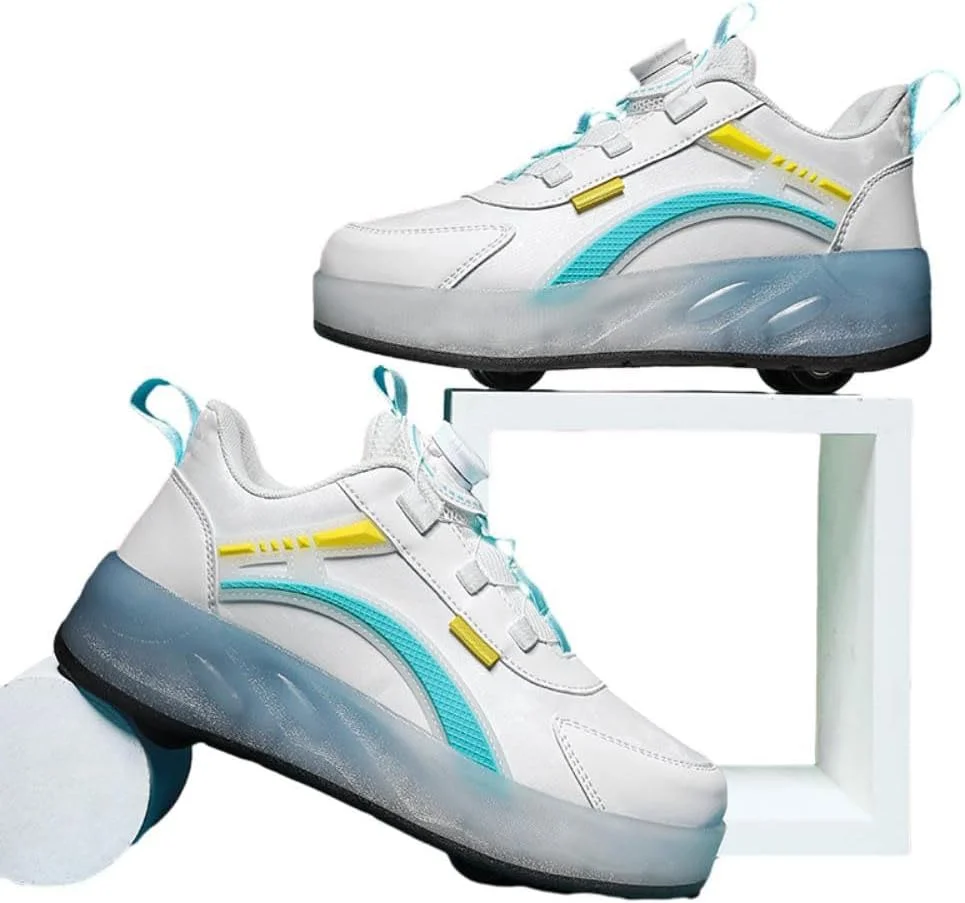 کفش های اسکیت غلتکی بچه گانه ZYANLING، کفش های کتانی برای پسران و دختران، کفش های پارکور فضای باز با 4 چرخ، کفش های اسکیت یونیسکس، کفش های اسکیت جمع شونده برای ورزش های پیاده روی کودکان